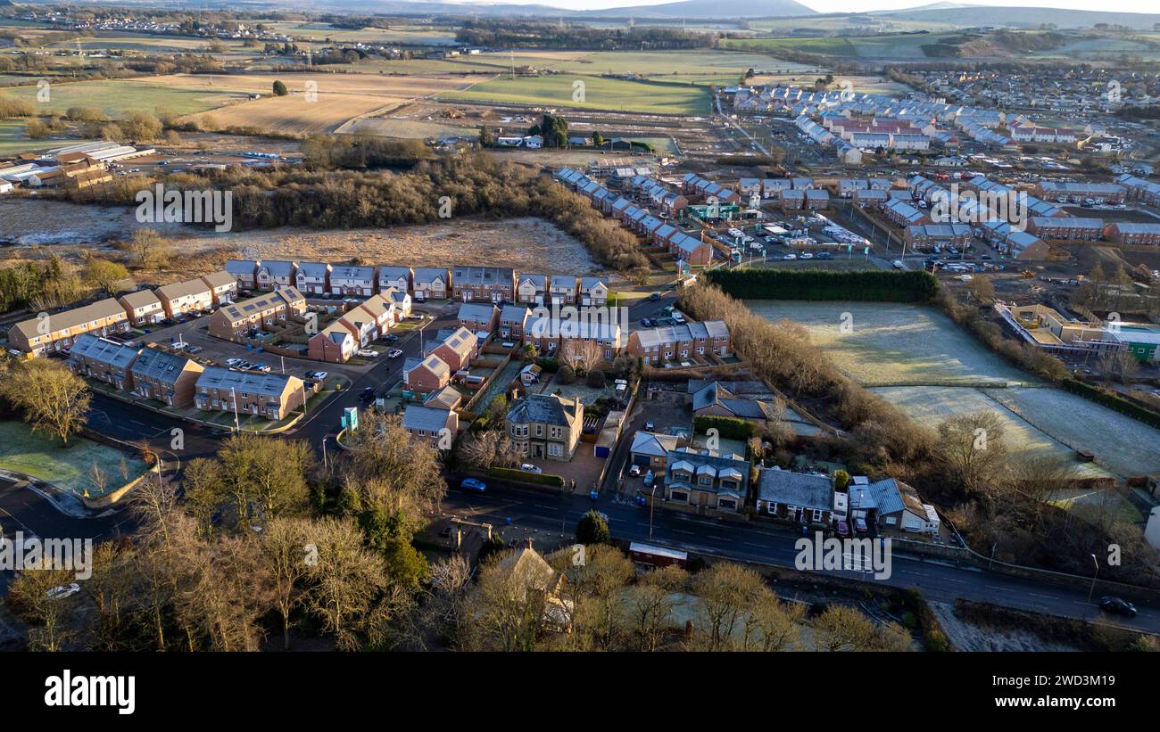 Aerial view of Calderwood village housing development, East Calder