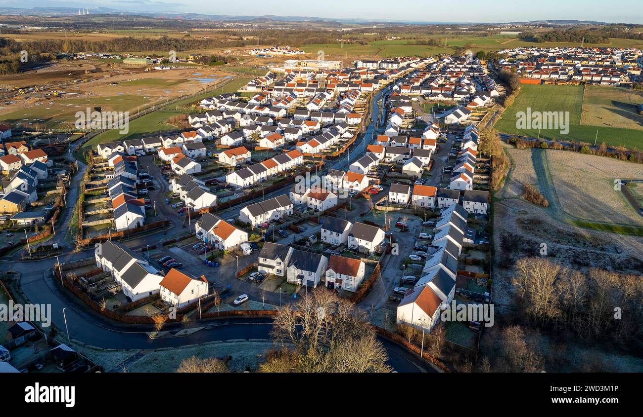 Aerial view of Calderwood village housing development, East Calder