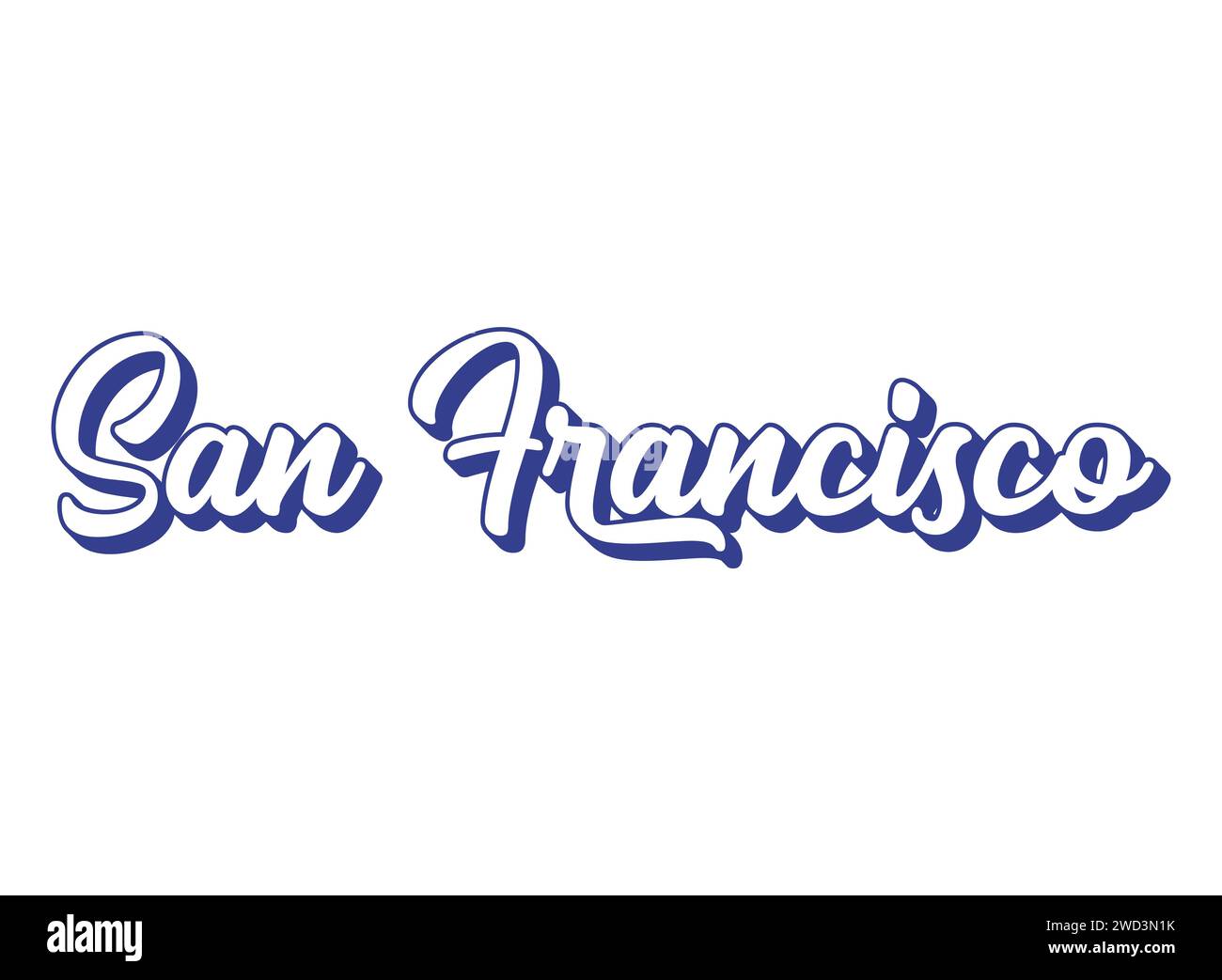 Handwritten word San Francisco. Name of State capital of . 3D vintage, retro lettering for poster, sticker, flyer, header, card, clothing Stock Vector