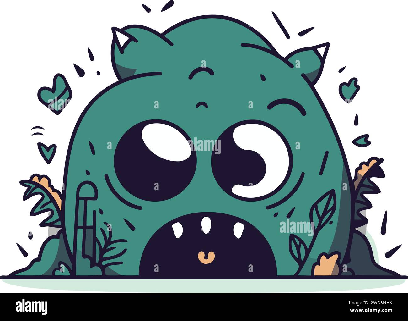 Cute Monster Vector Illustration. Cute Cartoon Monster Character Stock ...