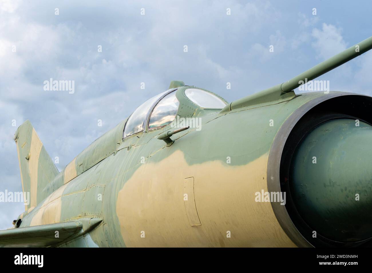 Old Soviet-made camouflage Mig-21 fighter Stock Photo