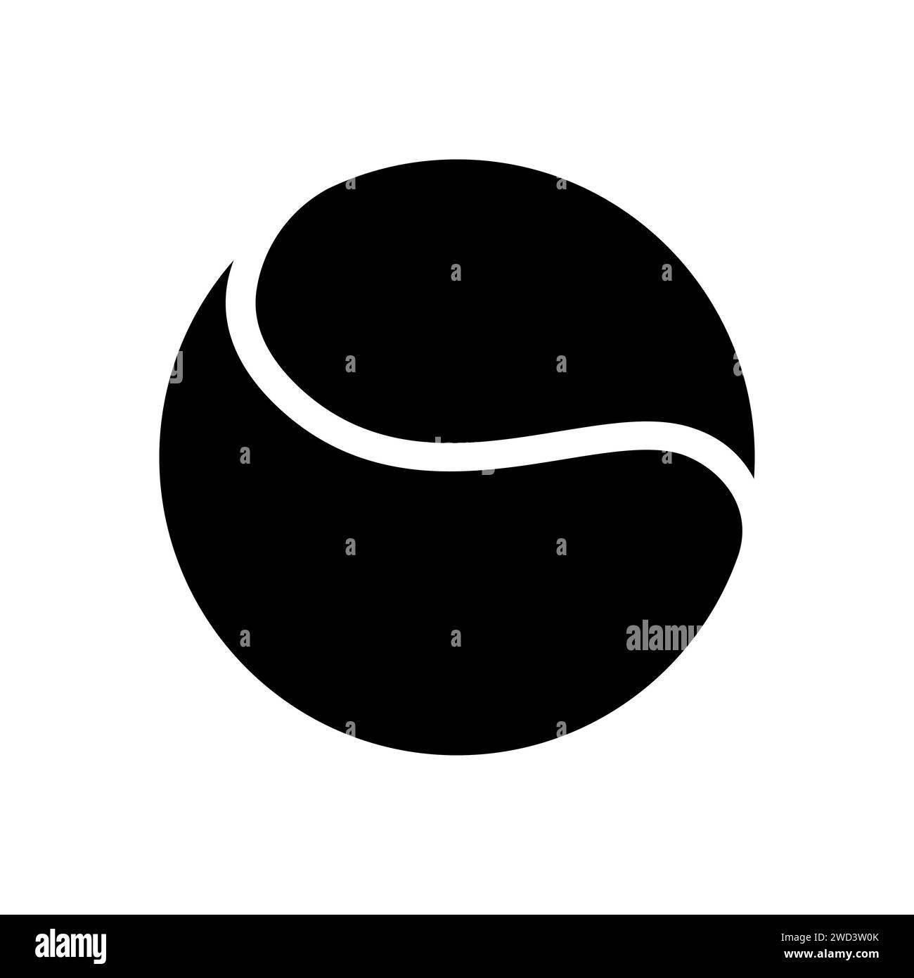 tennis ball - black and white vector symbol illustration, white