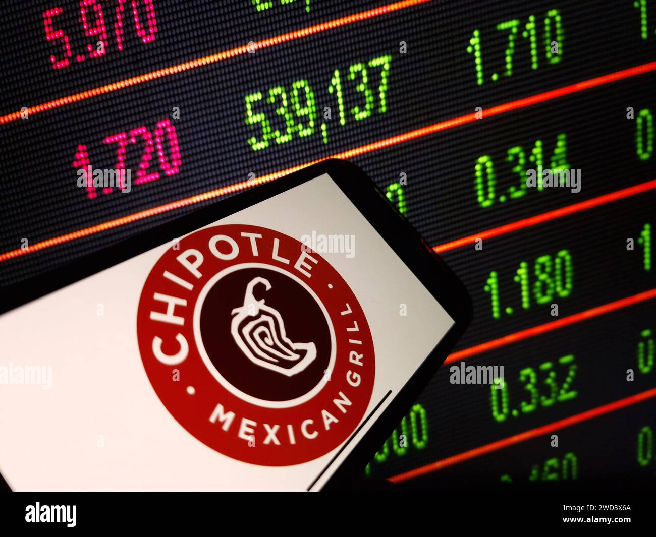 Konskie, Poland January 16, 2024 Chipotle Mexican Grill company logo