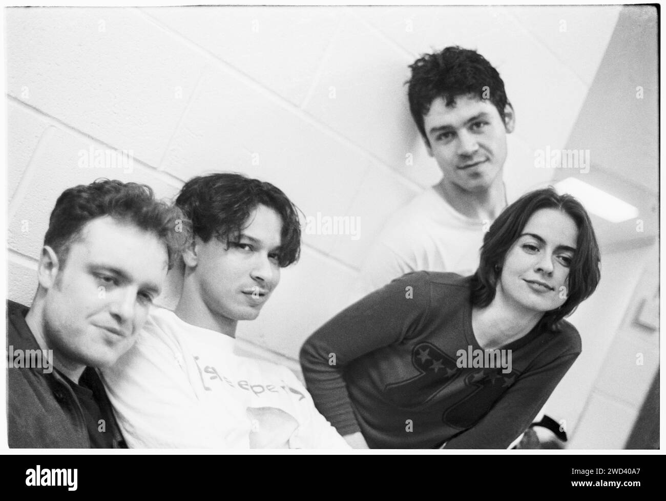 Louise Wener and the rock band Sleeper photographed in their Dressing