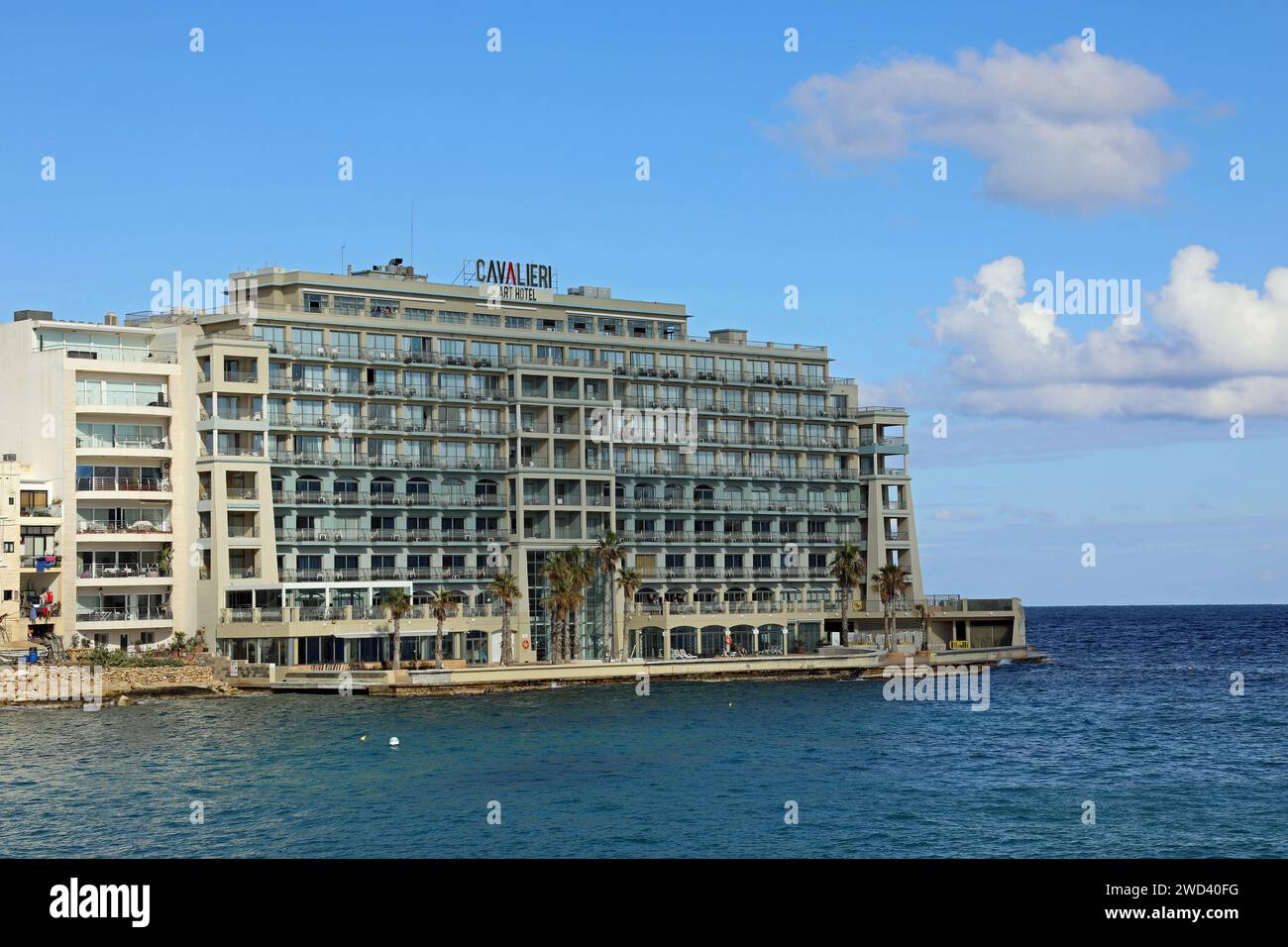 Cavalieri Art Hotel at Saint Julians Bay in Malta Stock Photo