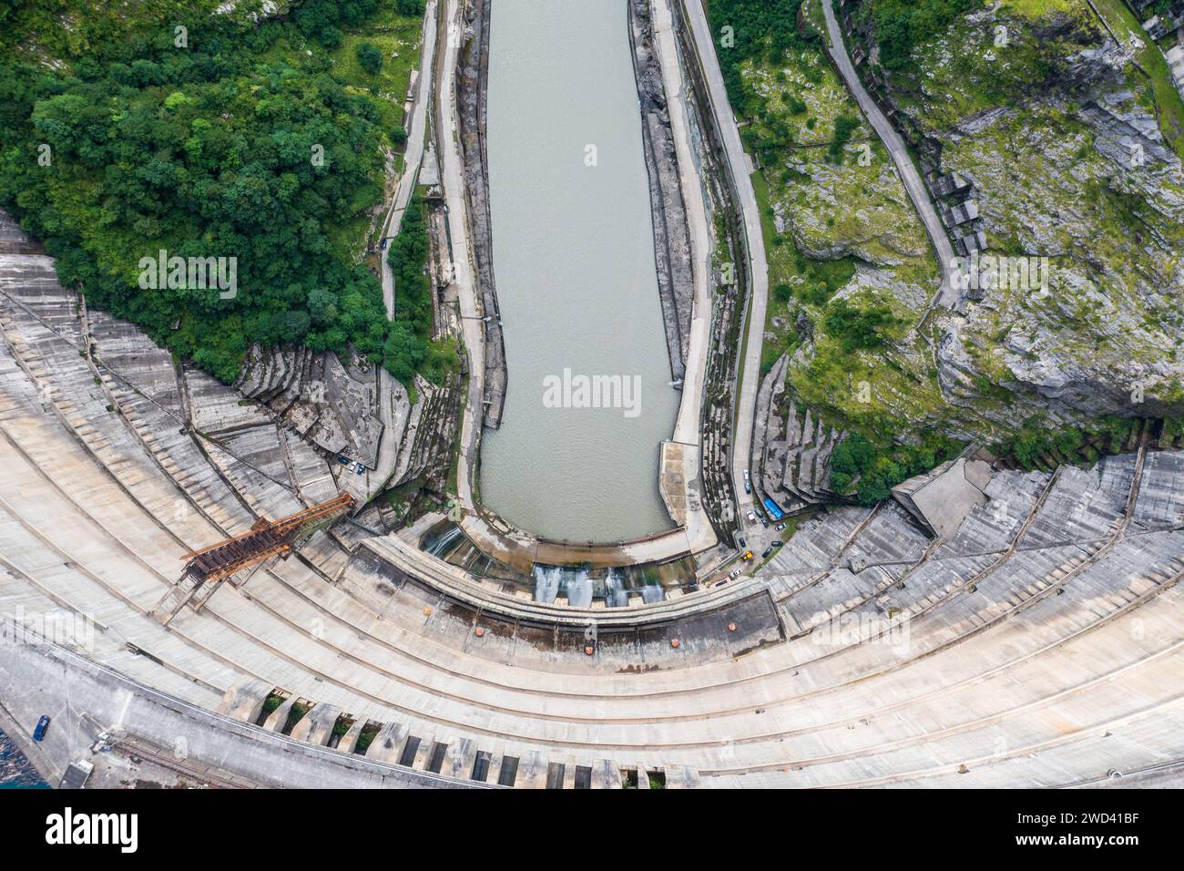 Inguri hydroelectric power plant in Aerial view from drone of