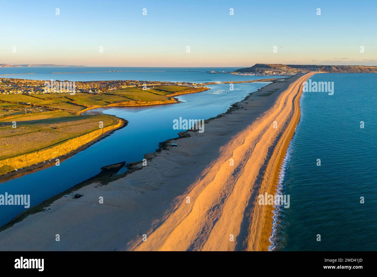 Weymouth, Dorset, UK. 18th January 2024. UK Weather. Aerial view