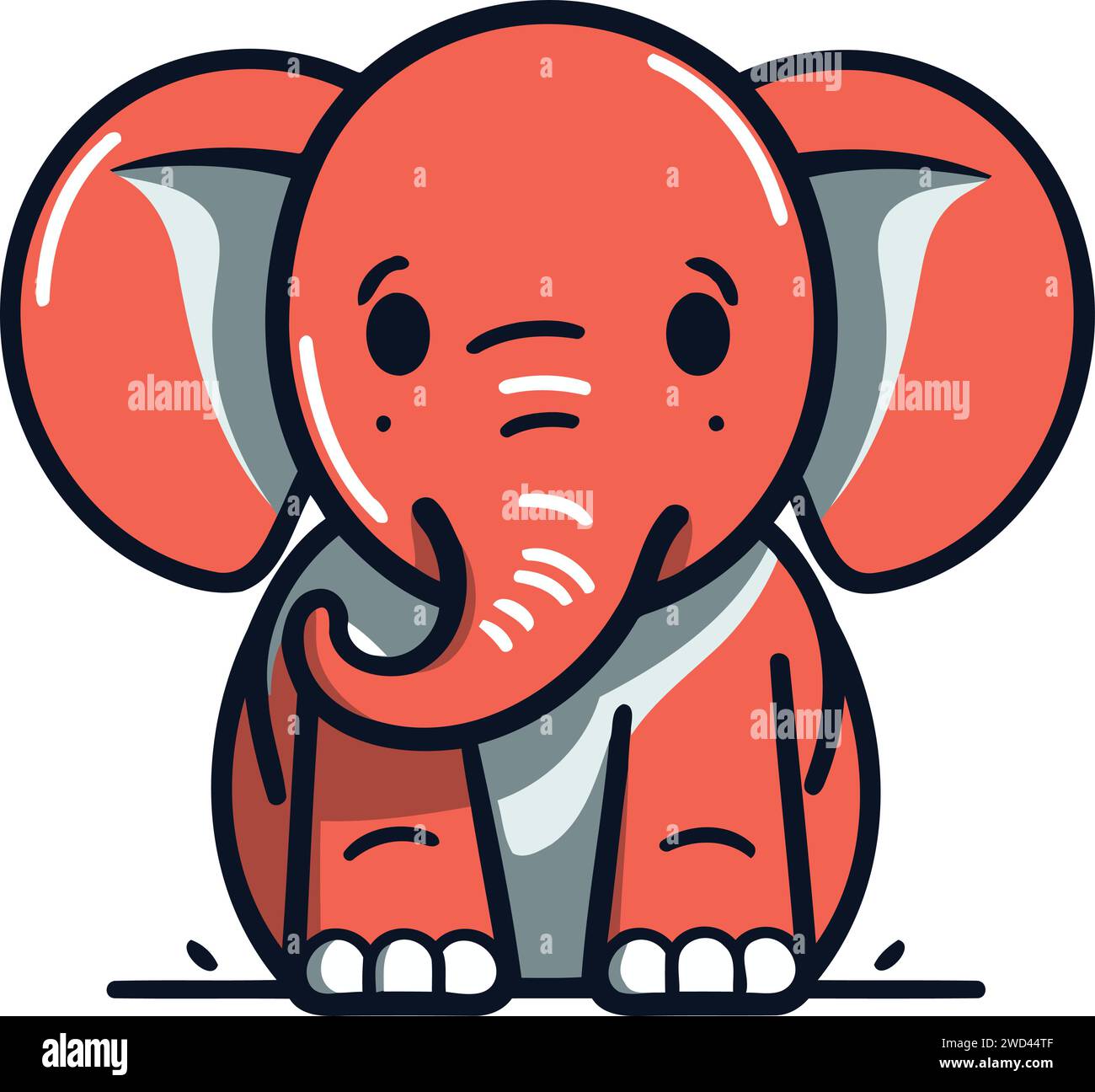 Cute cartoon elephant. Vector illustration isolated on a white ...