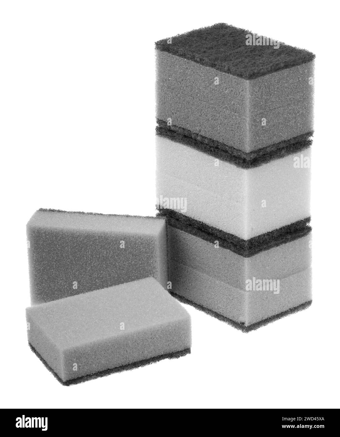 Set of black and white kitchen sponges, domestic cleaning tool