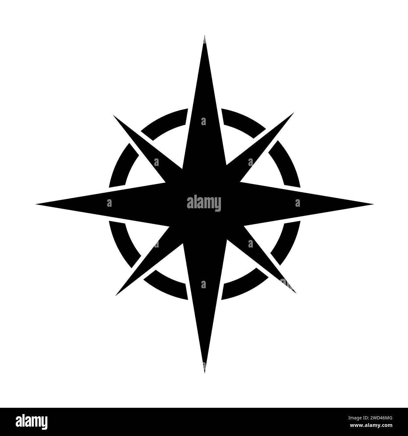 Compass rose nautical chart. Travel equipment displaying orientation