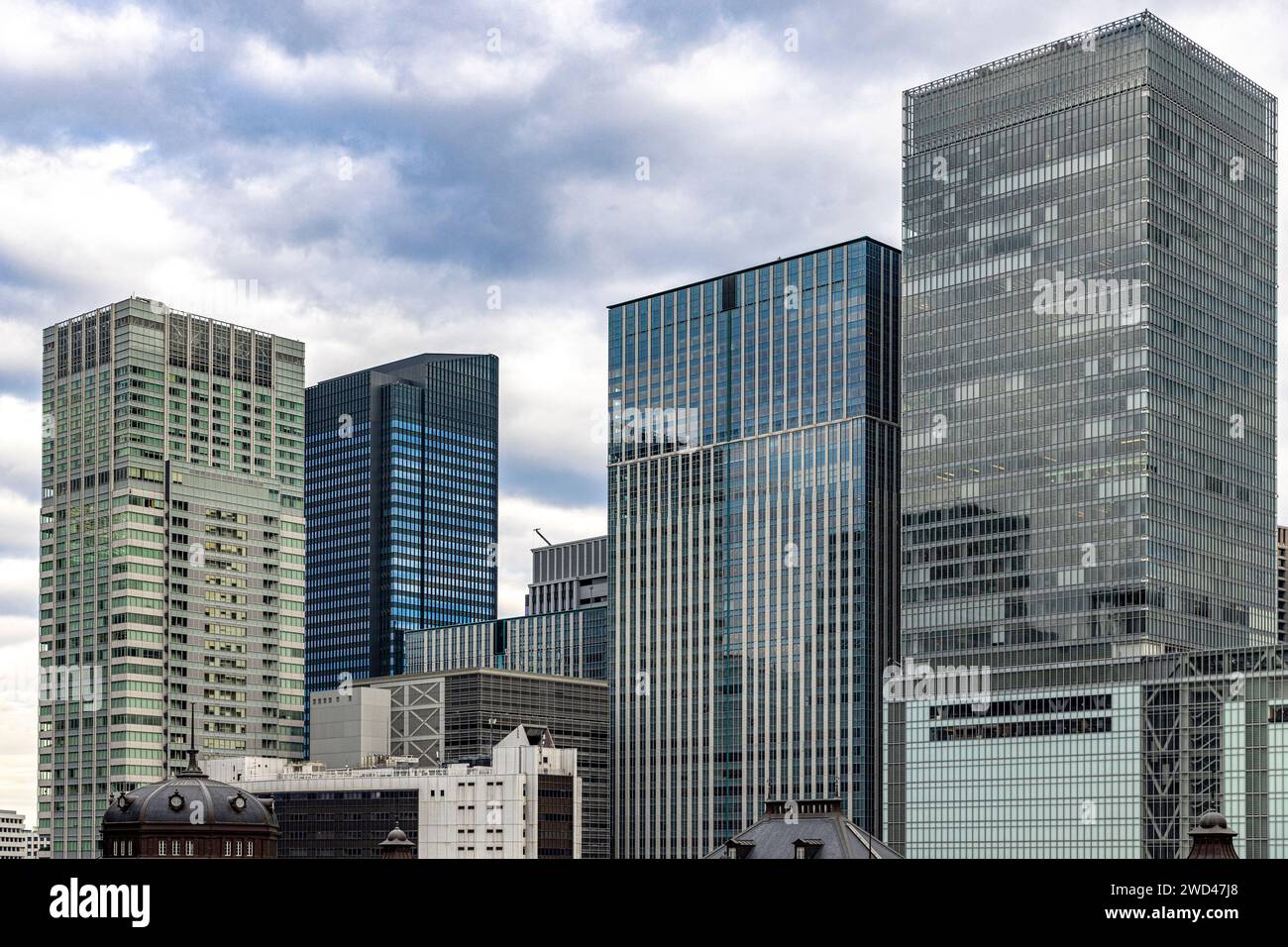 skyscrapers and modern buildings in the centre of Tokyo Stock Photo