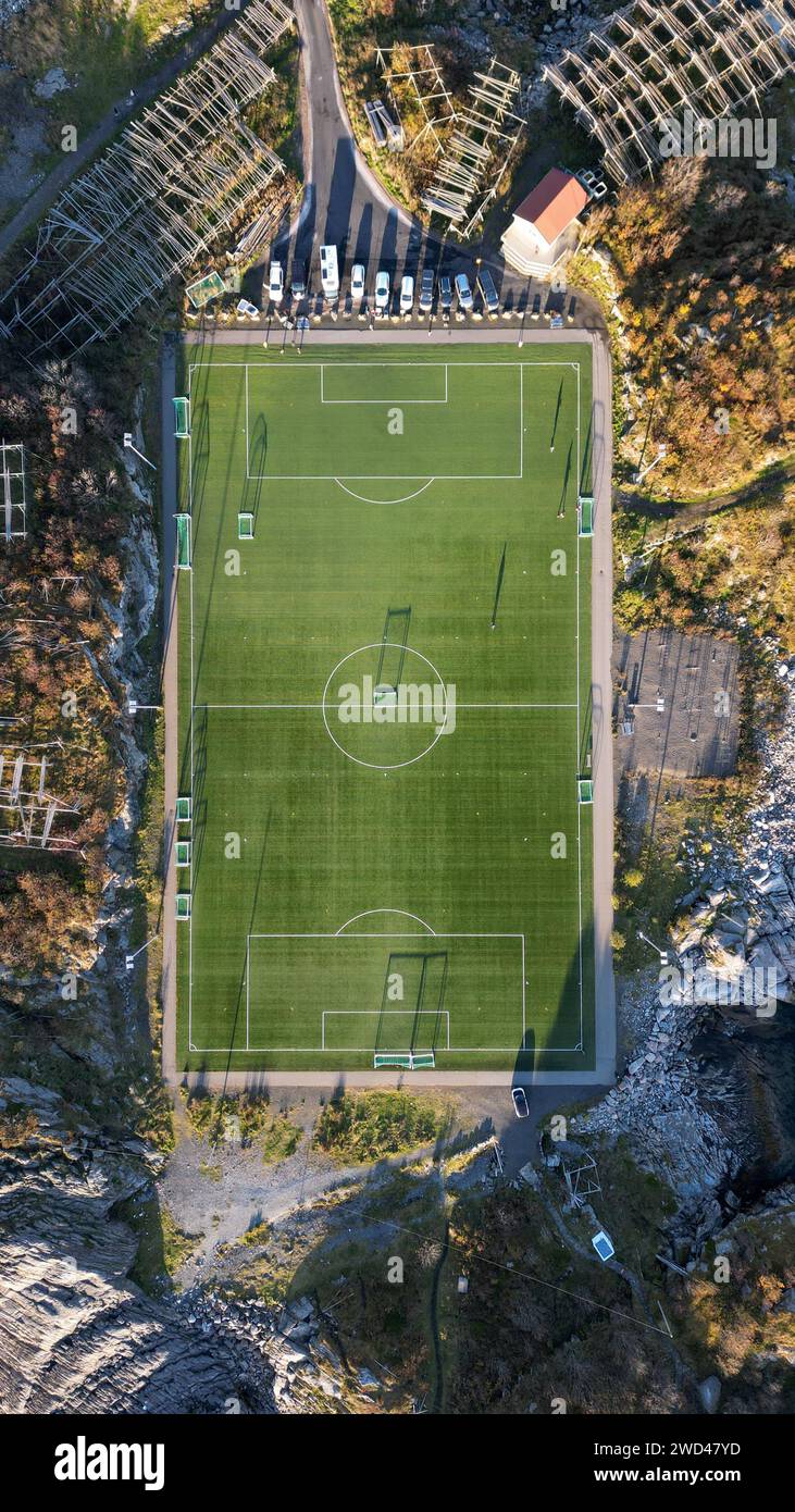 Soccer Field in Norway Stock Photo