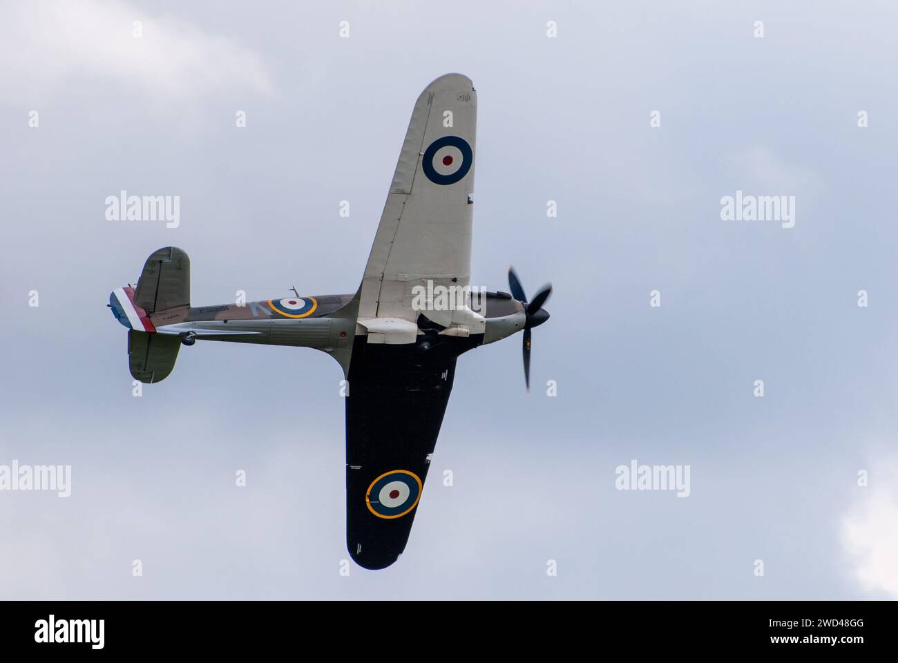 Hawker Hurricane Mk.IIa P3351 WW2 British warbird fighter plane at Duxford airfield. Stock Photo