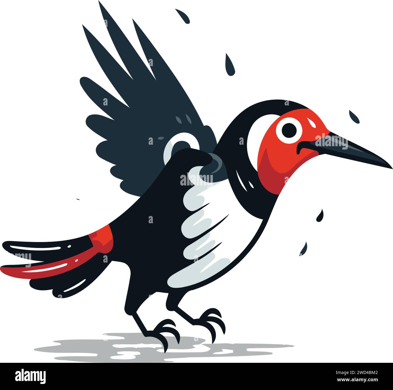 Cute cartoon woodpecker vector illustration isolated on white