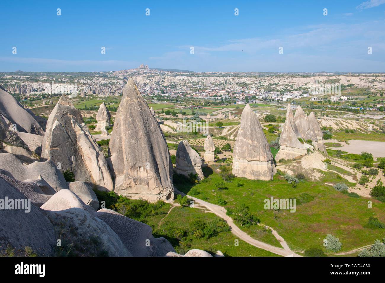 Fairy chimneys aerial view in Goreme Historic National Park in ...