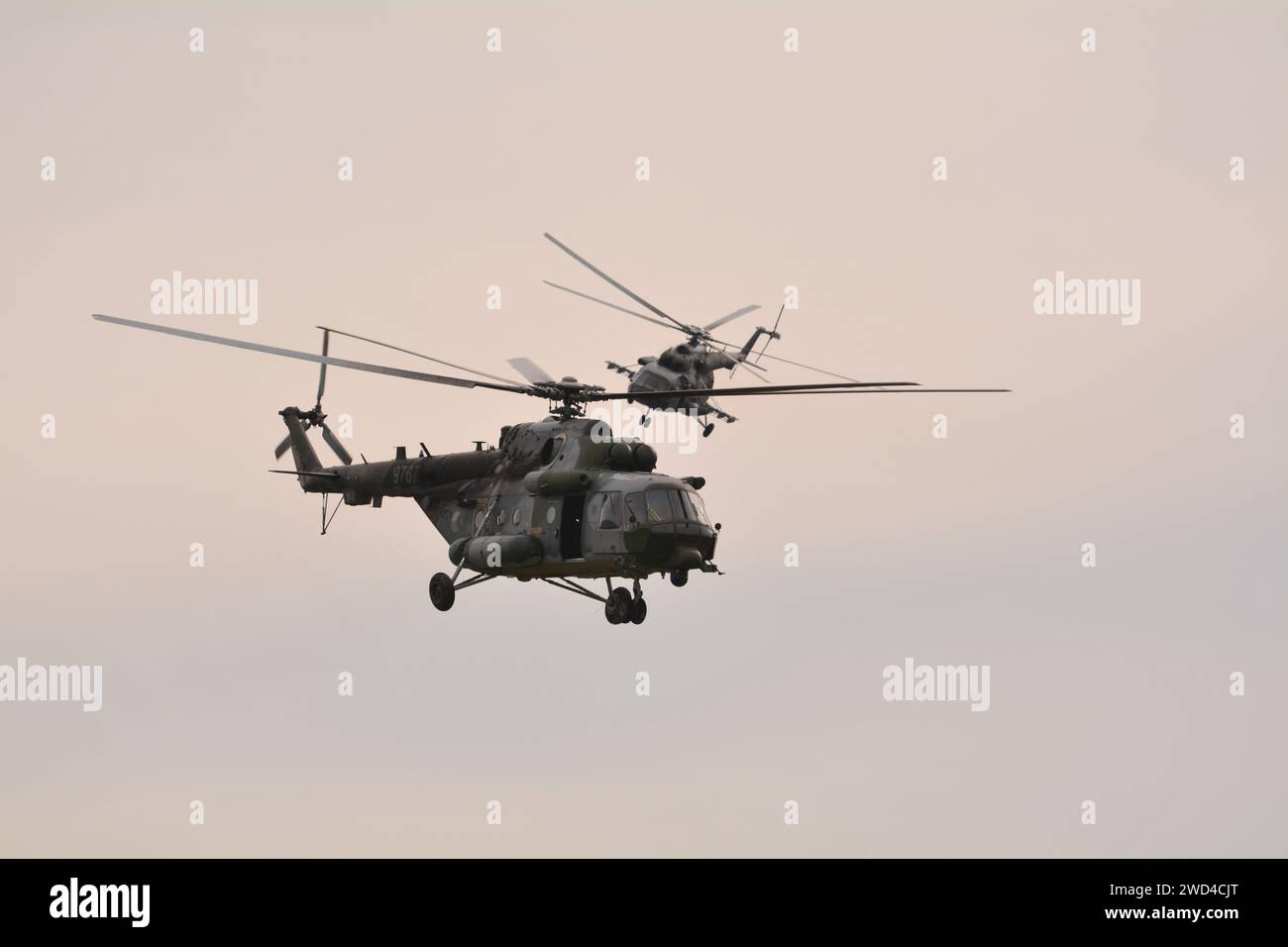 Russian helicopters. Mi24 and Mi35 Hind helicopters operated by the Czech Rebublic at Nato days 2022 Stock Photo