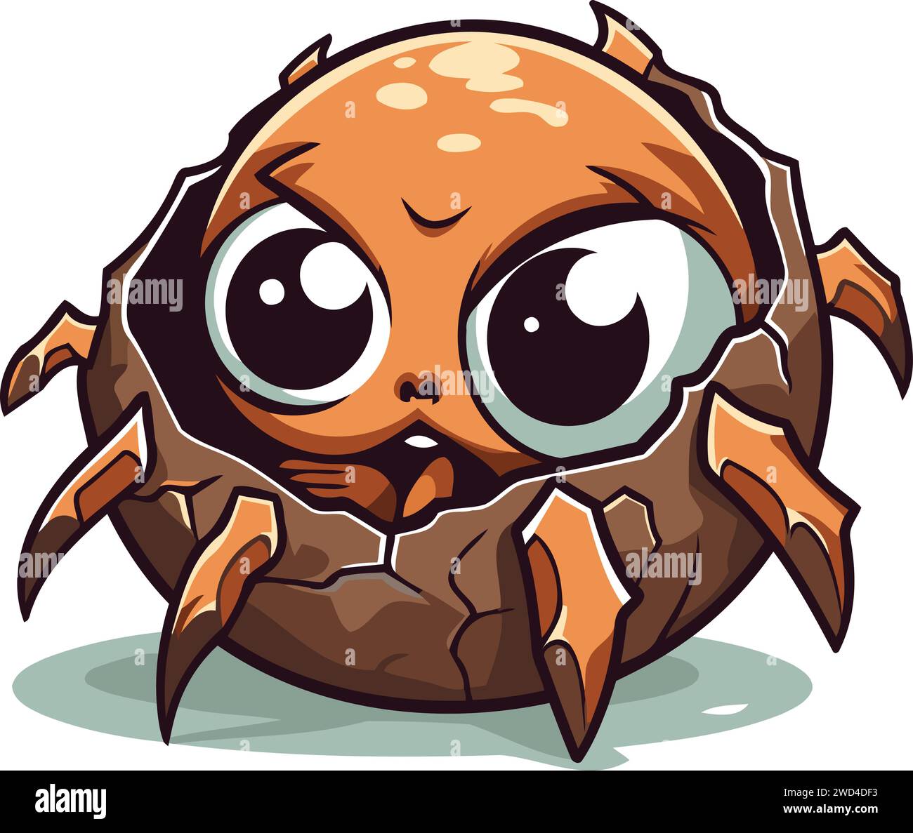Cute cartoon spider. Vector illustration isolated on a white background. Stock Vector