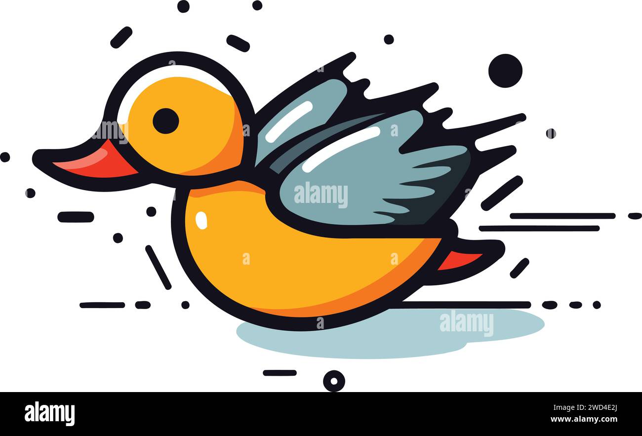 Cute rubber duck icon. Vector illustration. Isolated on white ...