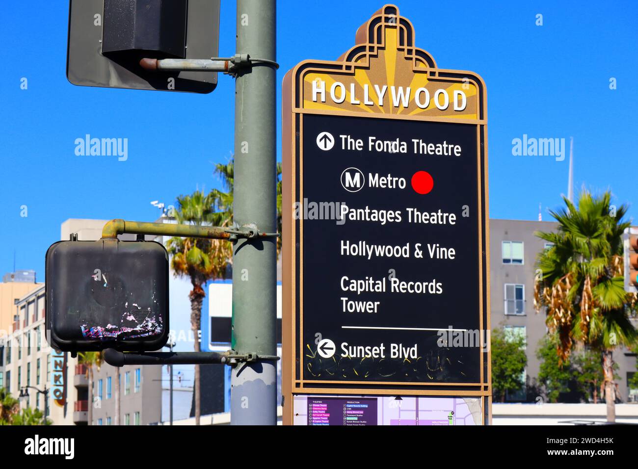 Hollywood, California Hollywood directions sign to Metro, The Fonda