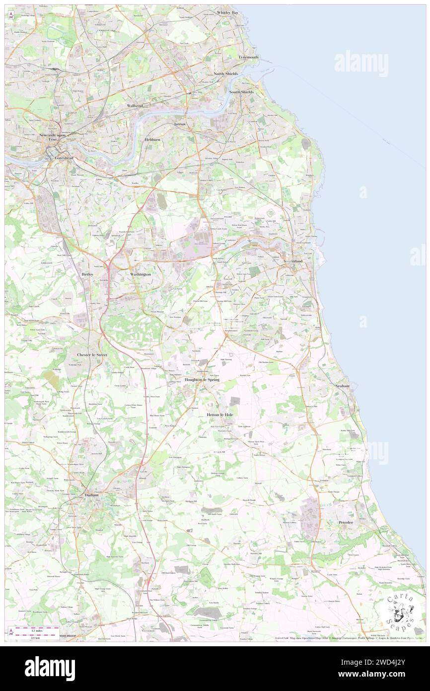 Sunderland, England, N 54 52' 59'', S 1 25' 0'', map, Cartascapes Map 