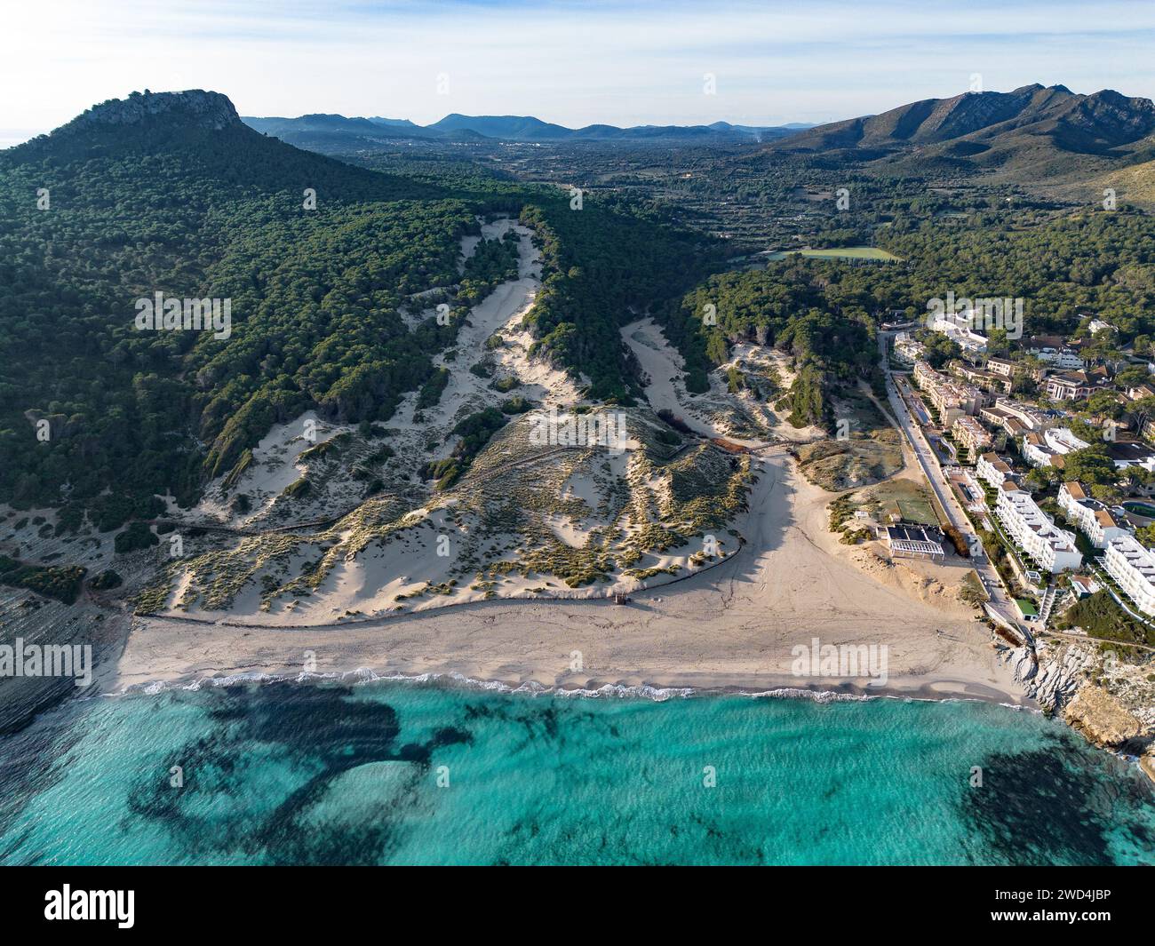 Cala Mesquida beach in Majorca aerial shot Stock Photo