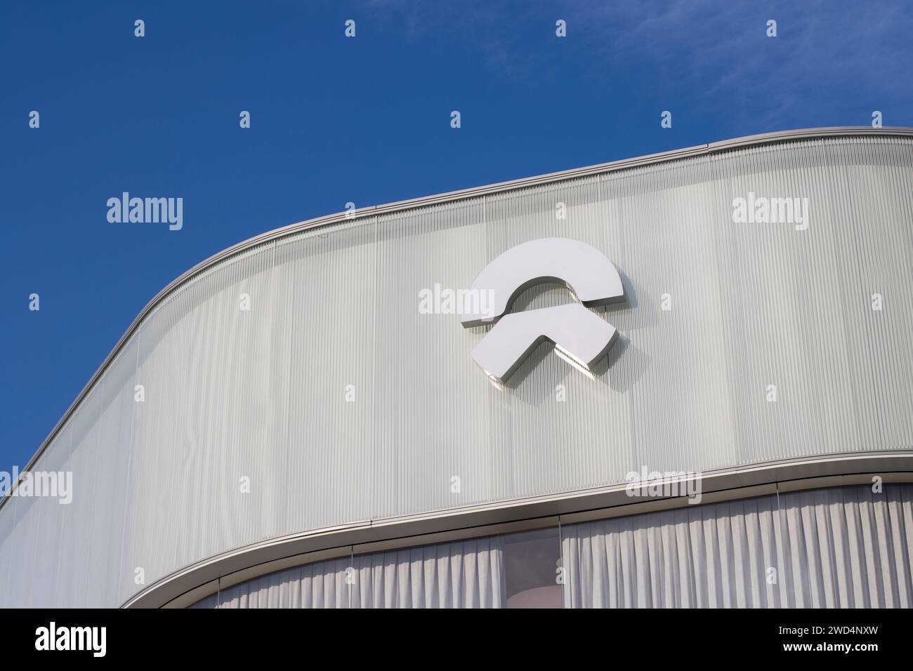 Nio logo is seen at one of its stores in Beijing, on October 1, 2023. Stock Photo