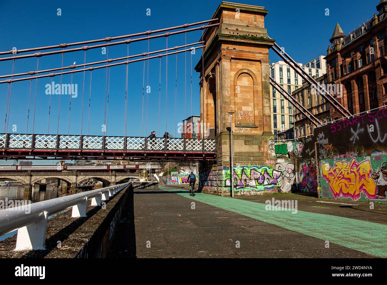 South Portland Street Suspension Bridge, Glasgow, Scotland Stock Photo