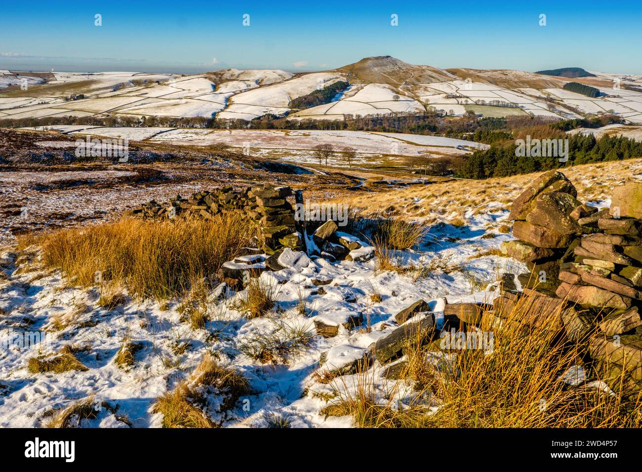 Shutlingsloe and Wildboarclough in the Peak District National Park, winter Stock Photo