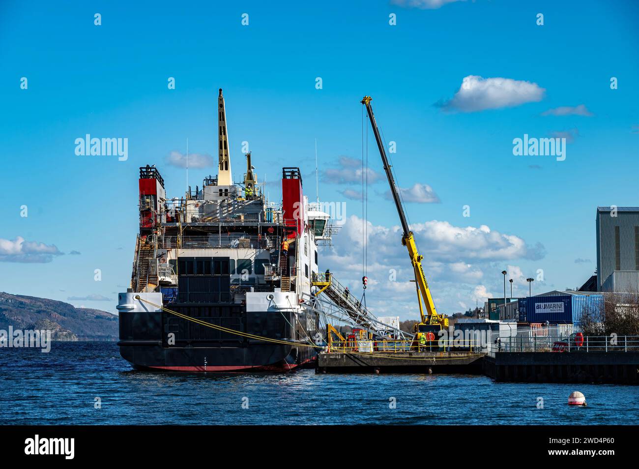 MV Glen Sannox Ferry under construction at Port Glasgow Shipyard. Stock Photo