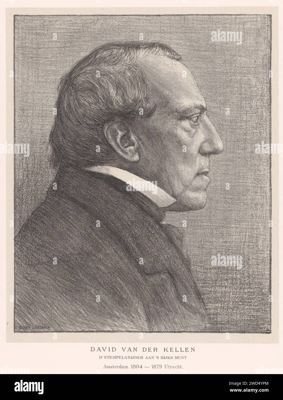 Portrait of David van der Kellen, Johan Henri Gustaaf Cohen Gosschalk, 1911 print   paper.  historical persons Stock Photo