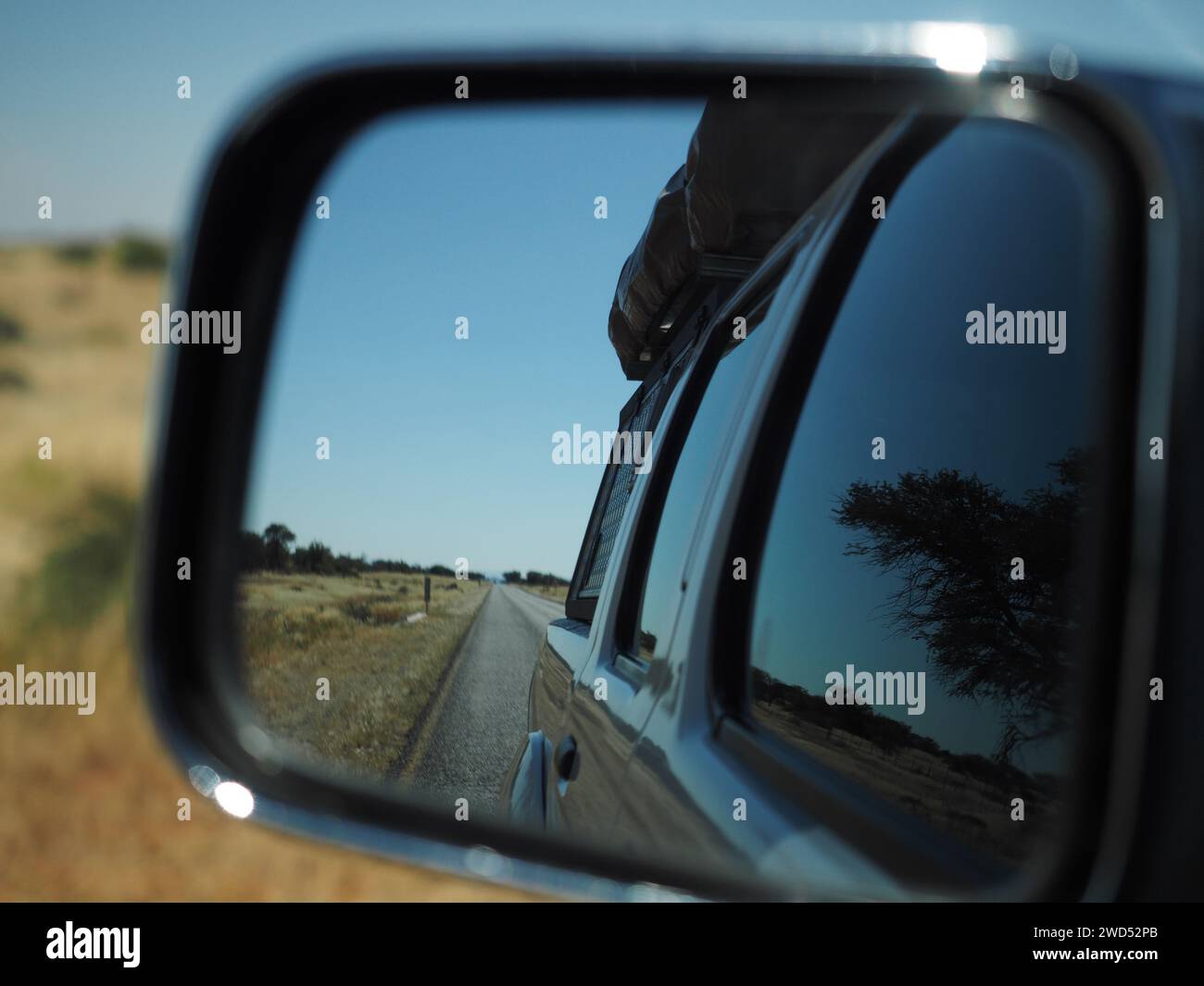 4X4 camping car reflected its own mirror Stock Photo