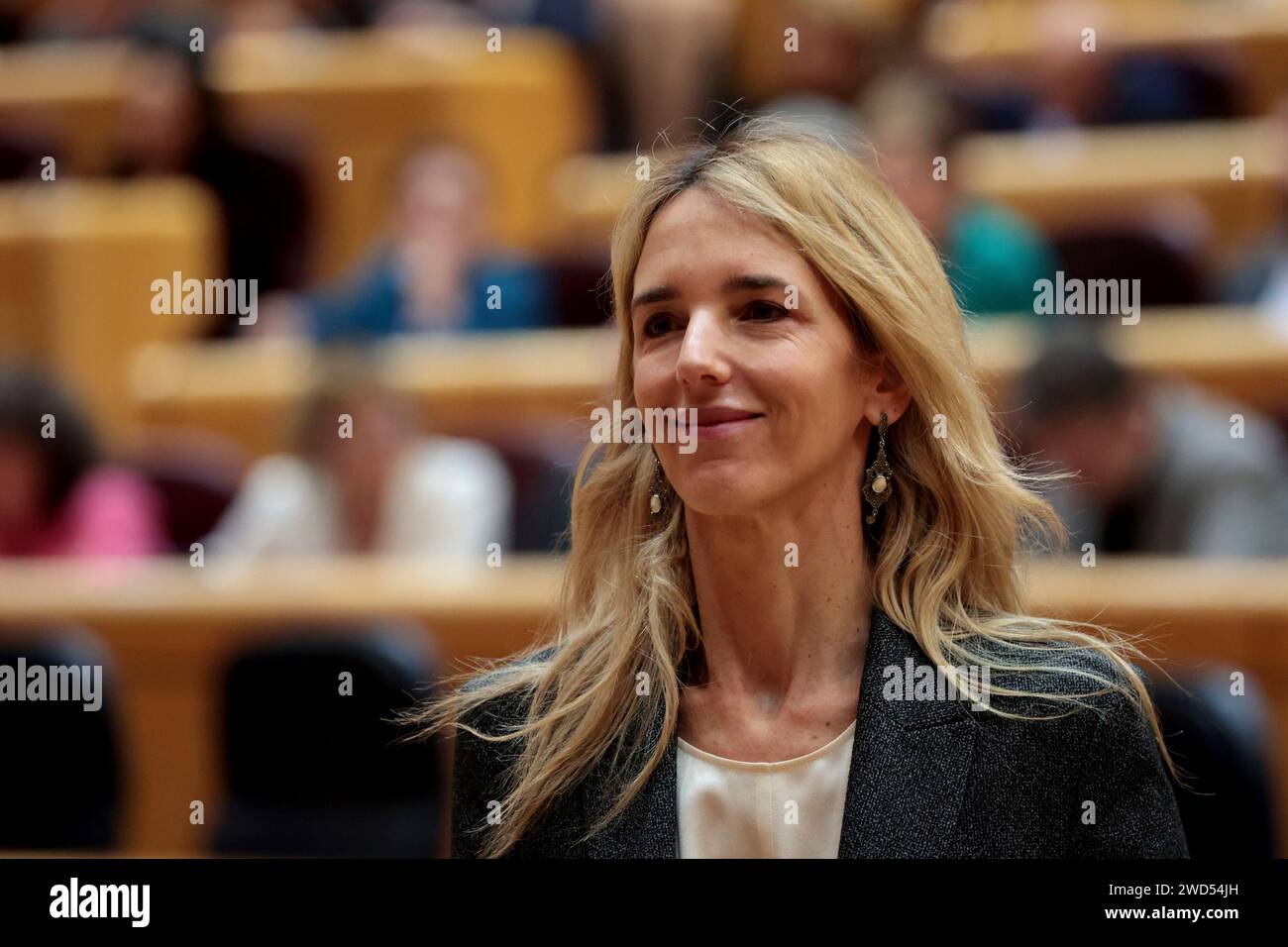 Madrid, Spanien. 18th Jan, 2024. Madrid Spain; 01/18/2024.- Pedro Sánchez, president of Spain, heads Spanish Congress ratifies the reform of the Magna Carta to banish the term 'disabled' What will be the third reform of the Magna Carta since its approval in 1978 did not achieve complete support due to the refusal of the far-right political party Vox, whose stubborn approaches on equality have led its deputies to vote against this social advance. Cayetana Alvarez de Toledo of PP (L) Foto: Juan Carlos Rojas Credit: dpa/Alamy Live News Stock Photo