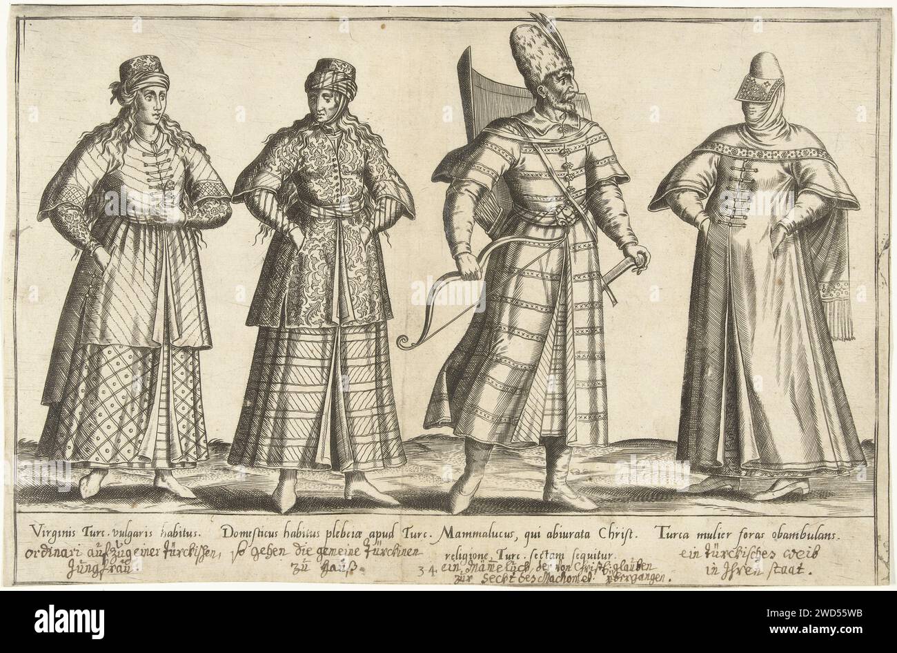 Ottomans clothing around 1580, Abraham de Bruyn, 1581 Print from a book