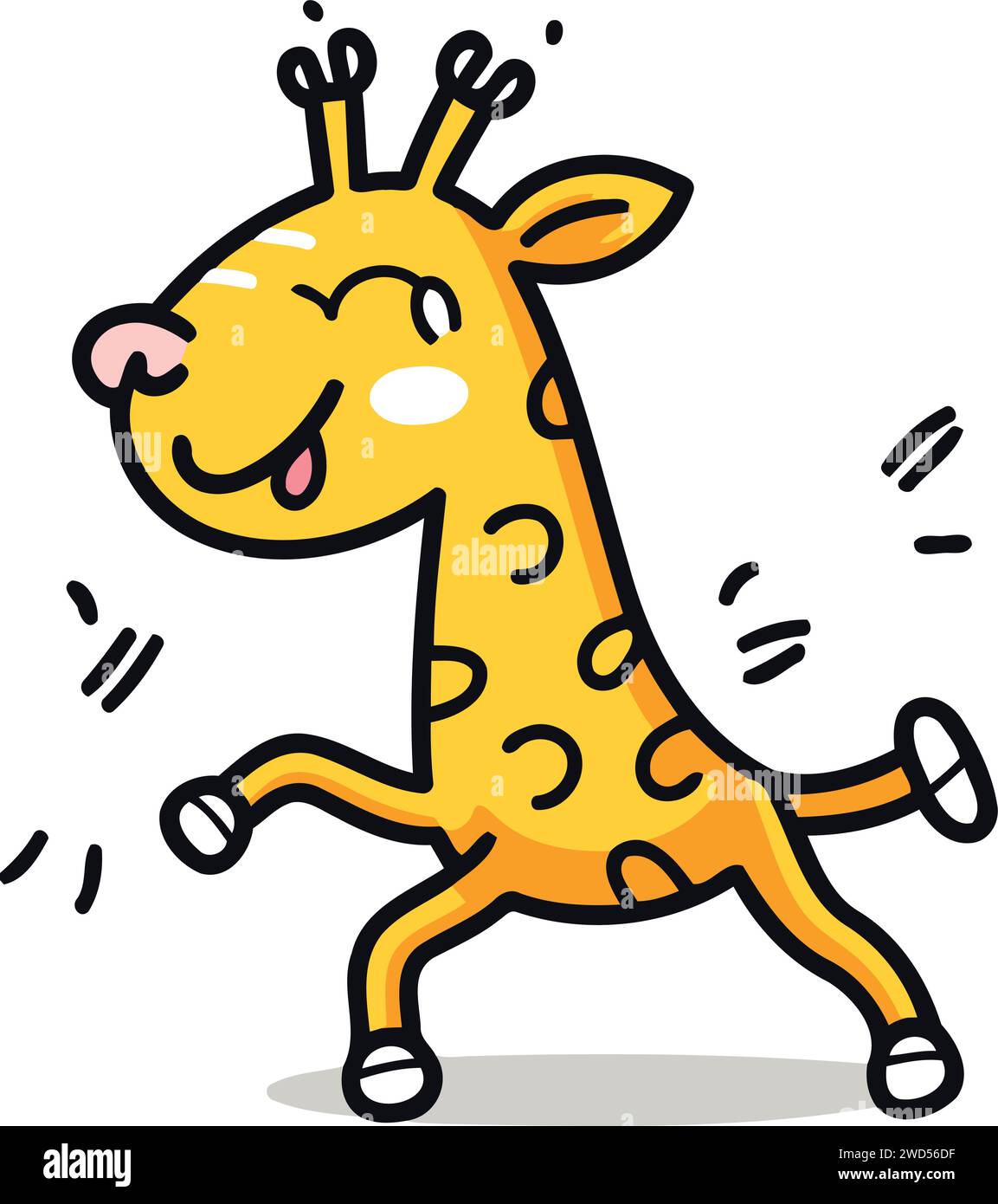 Cute Giraffe Running Cartoon Vector Illustration Stock Vector Image