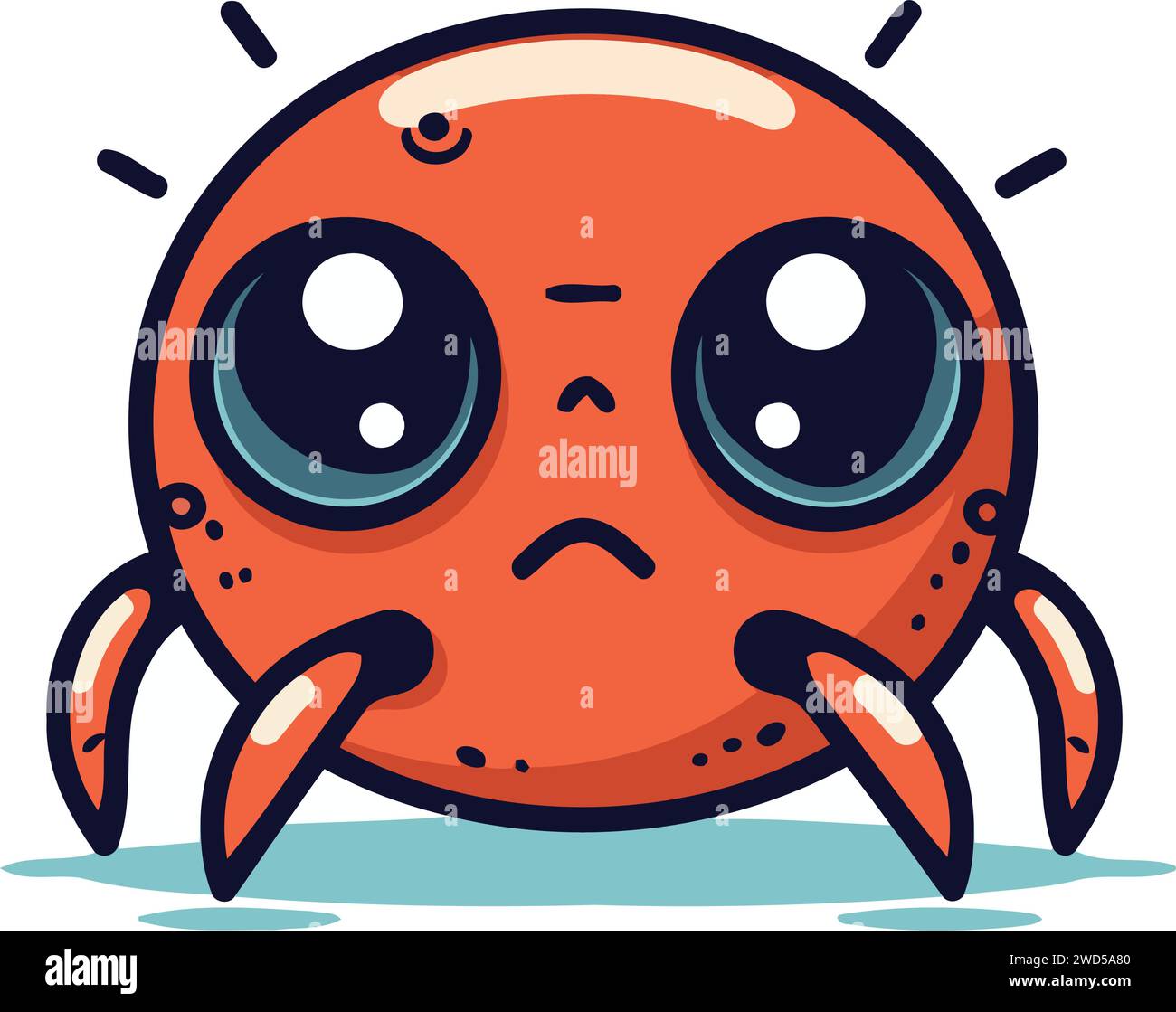 Cute kawaii crab. Funny cartoon character. Vector illustration Stock