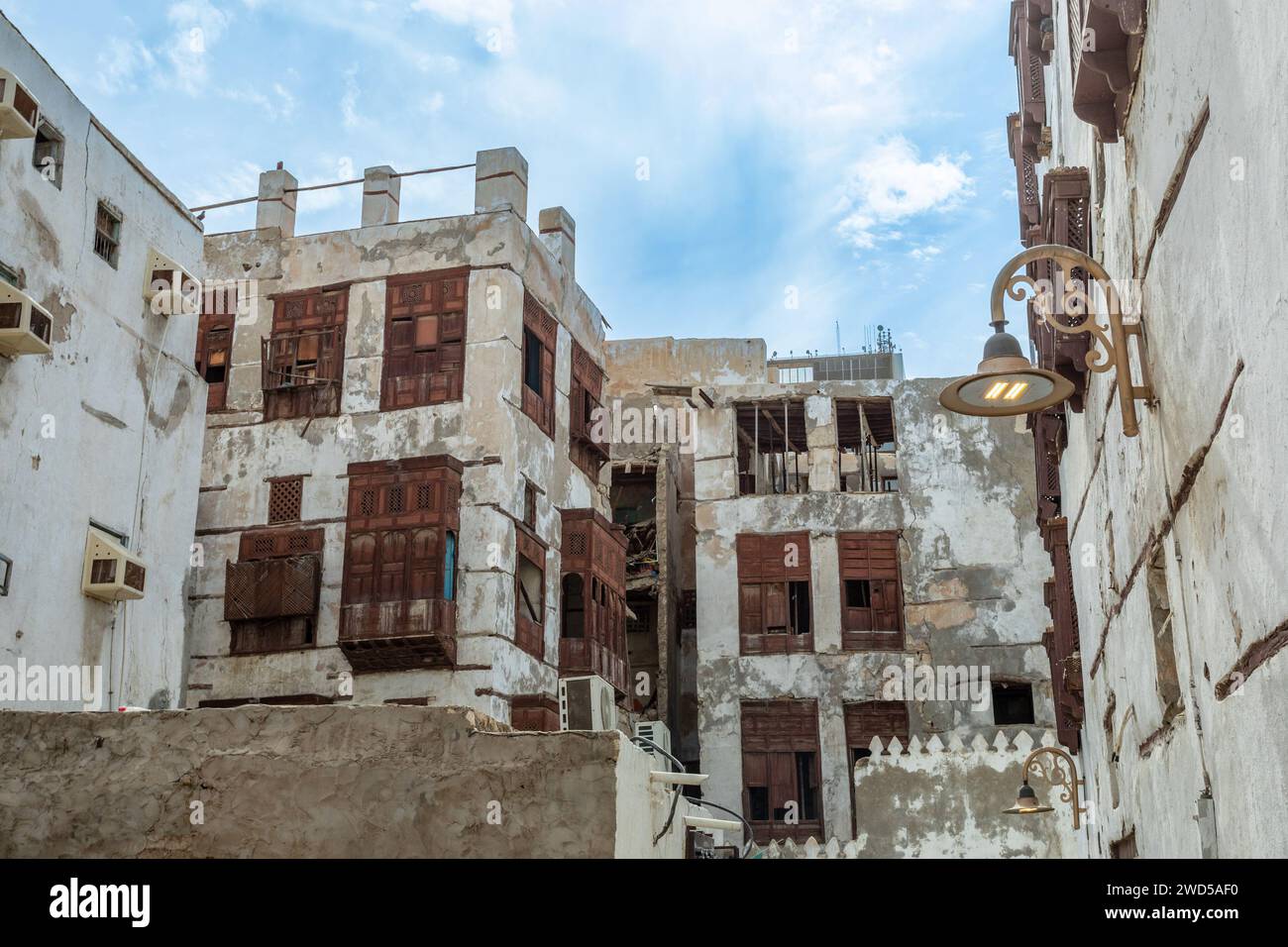 Al-Balad old town with abandoned muslim houses, Jeddah, Saudi Arabia Stock Photo