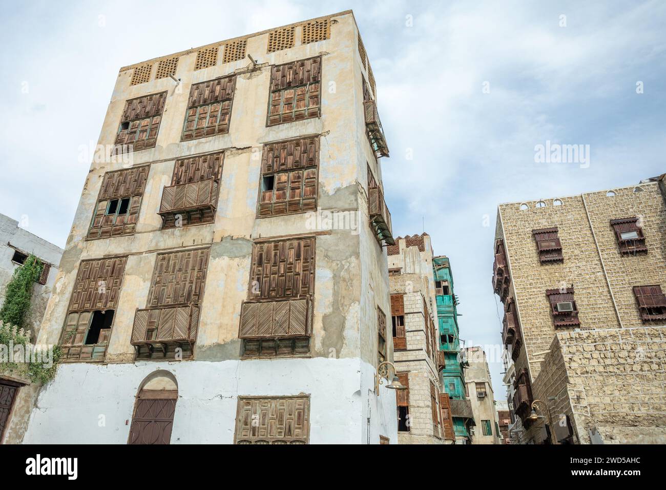 Al-Balad old town with traditional muslim houses with wooden windows and balconies, Jeddah, Saudi Arabia8 Stock Photo