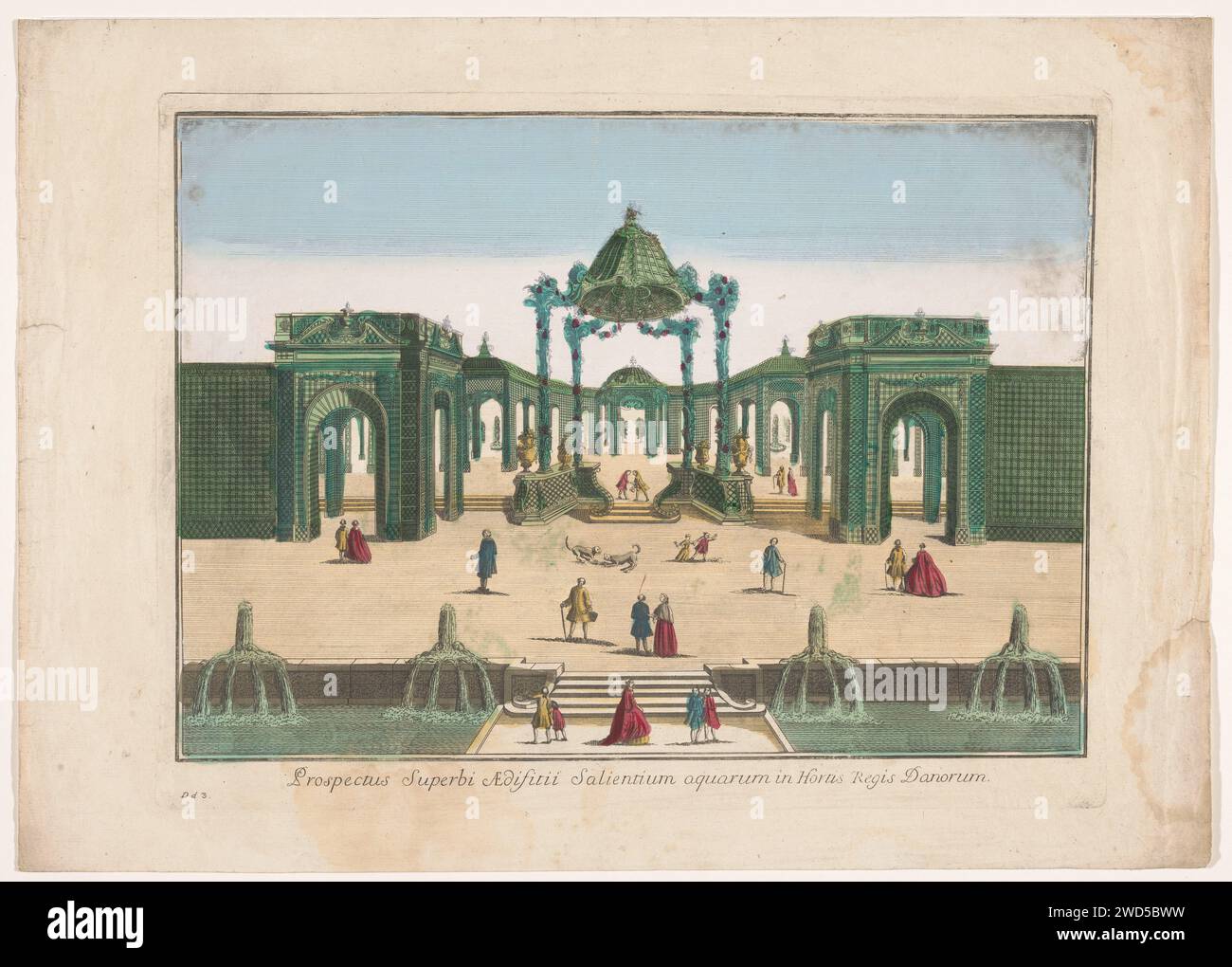 View of the Pergola and the fountains of a garden of the king of