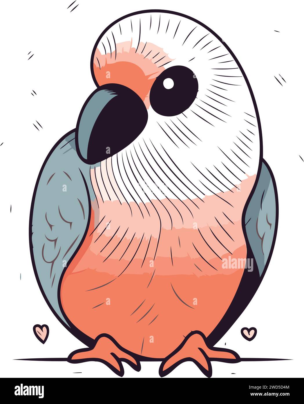 Cute parrot isolated on white background. Hand drawn vector ...