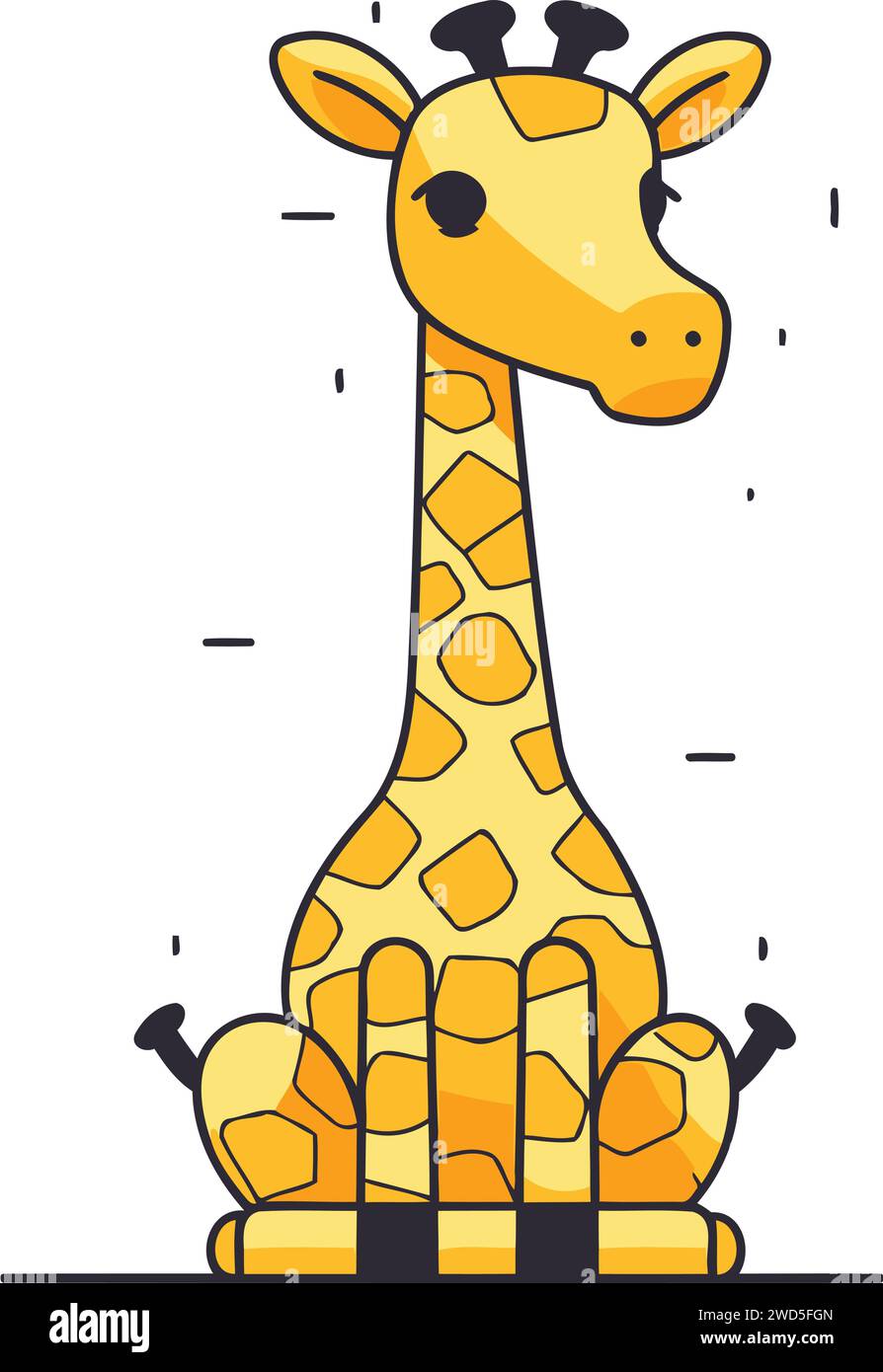 Cute giraffe isolated on white background. Flat style vector ...