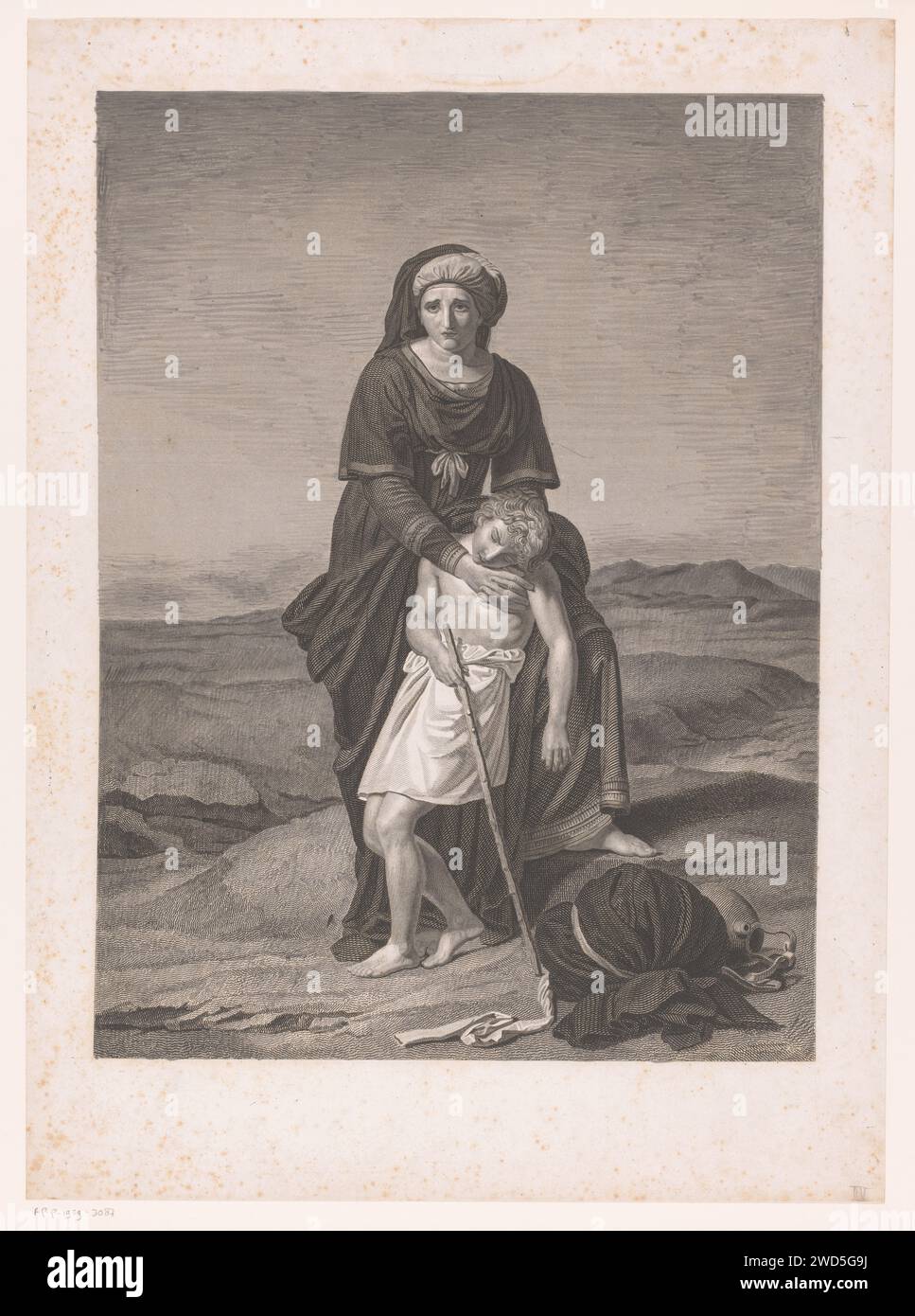 Hagar and Ishmael in the desert, Erin Corr (attributed to), after