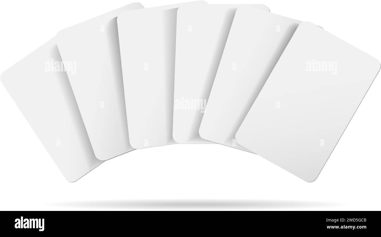 Flying blank playing cards. realistic vector icon illustration