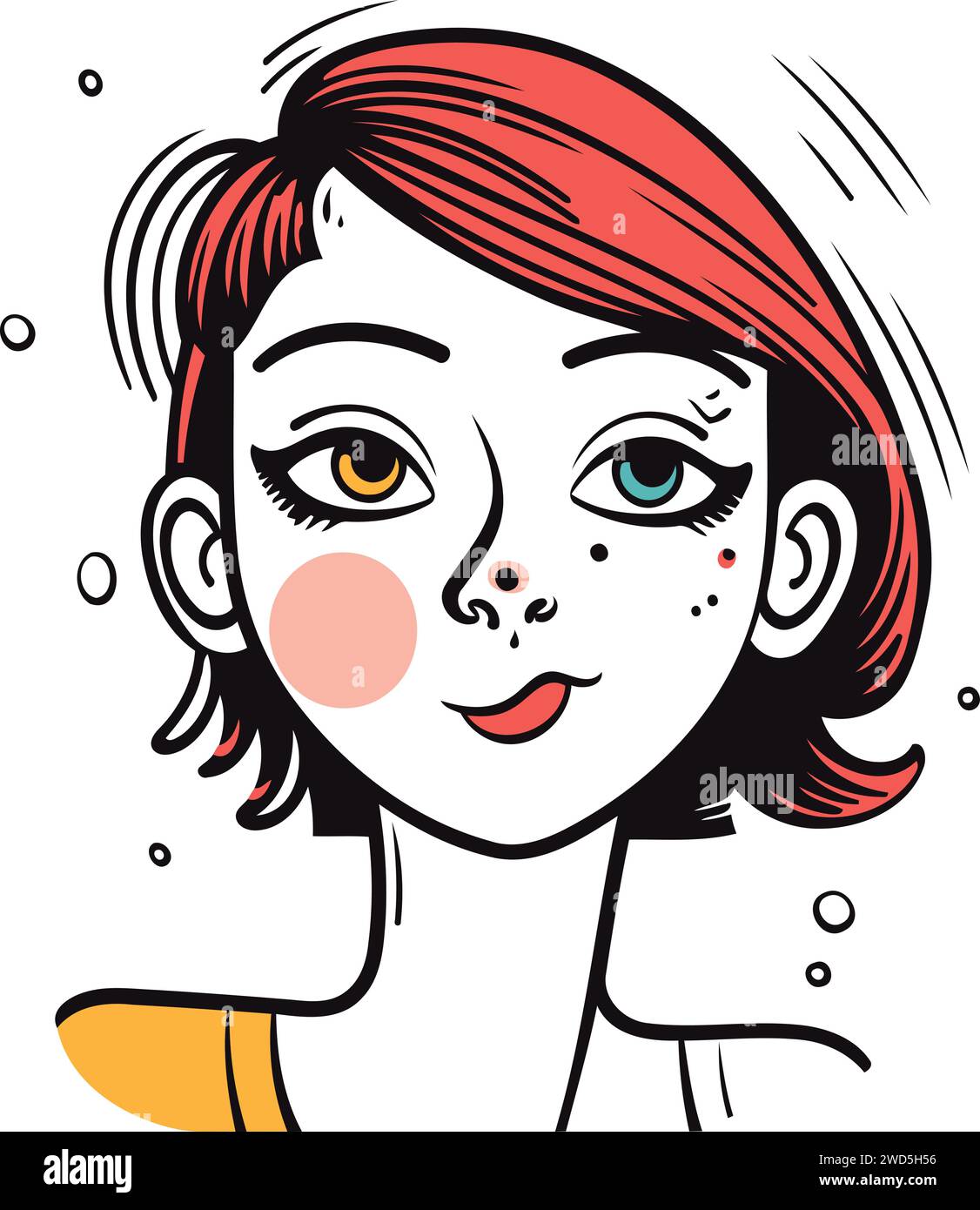 Vector illustration of a girl with freckles on her face Stock Vector ...