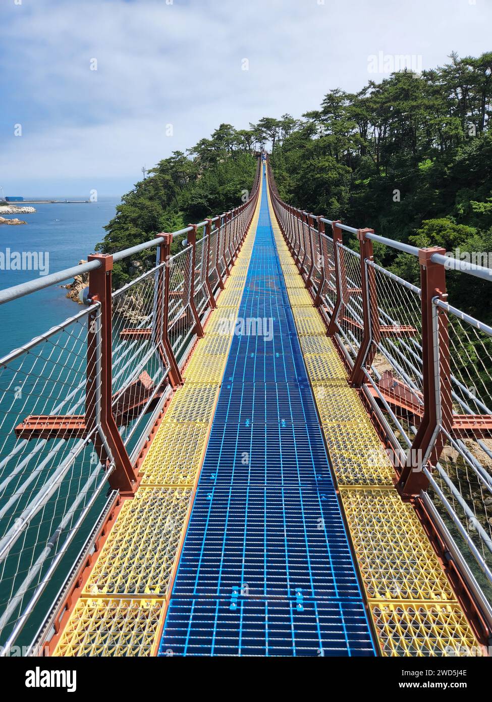 Suspension bridge across ocean inlet in Ulsan, South Korea, South Korea