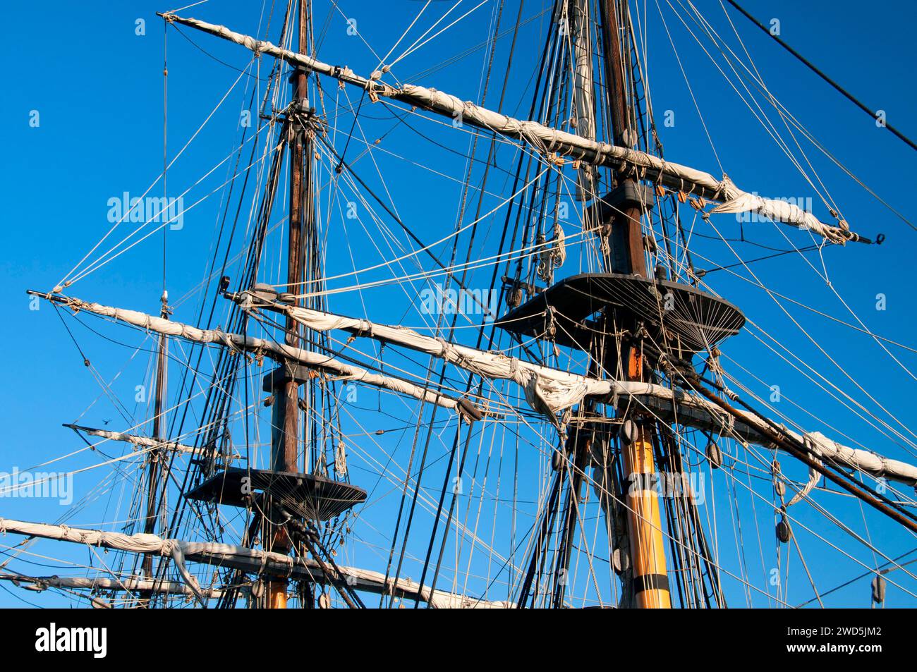 HMS Surprise mast, Maritime Museum of San Diego, San Diego, California Stock Photo