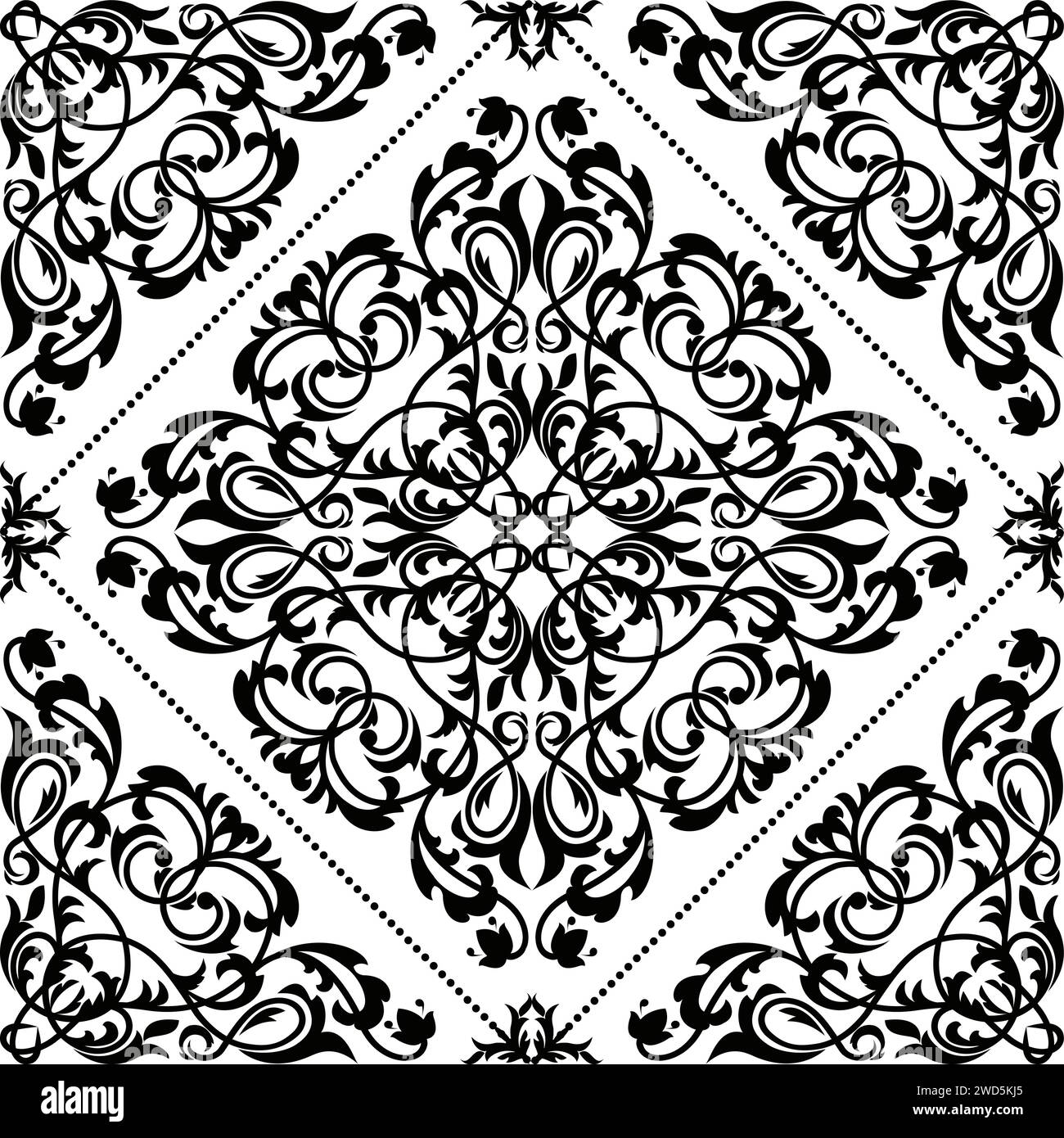 Floral pattern. Wallpaper baroque, damask. Seamless vector background. Black and white ornament Stock Vector