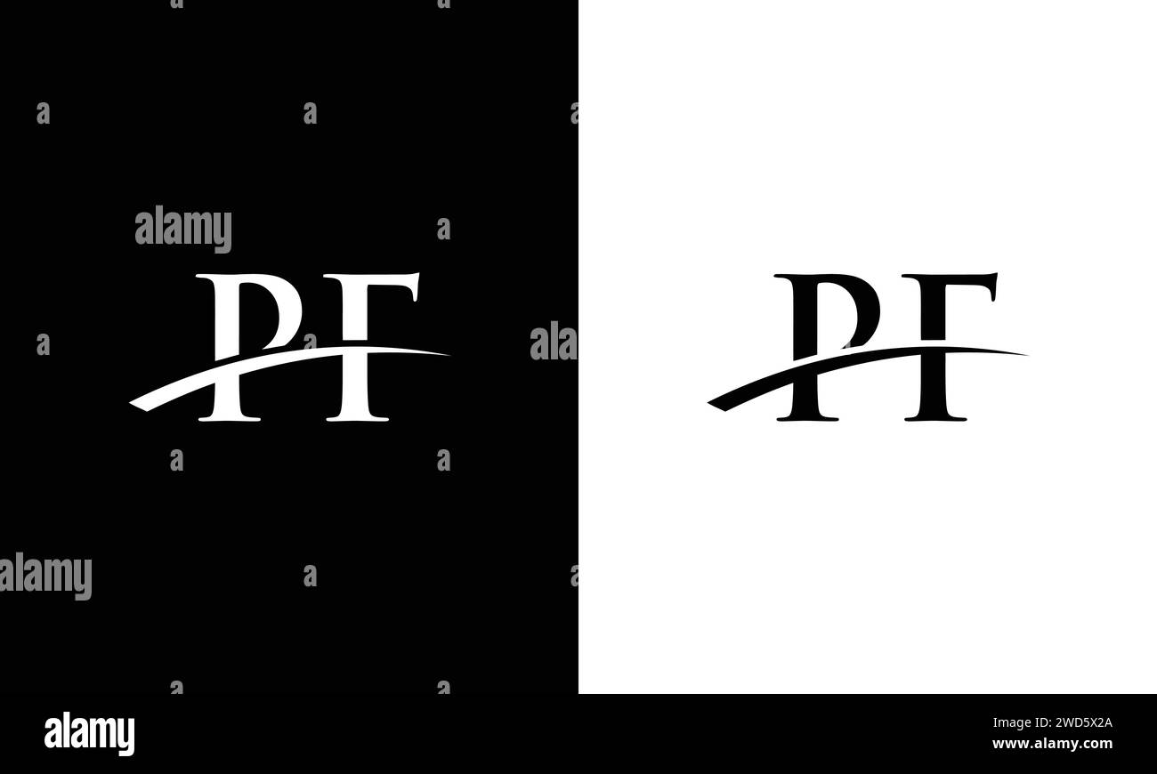 PF Letter Business Logo Design Alphabet Icon Vector Monogram Stock Vector