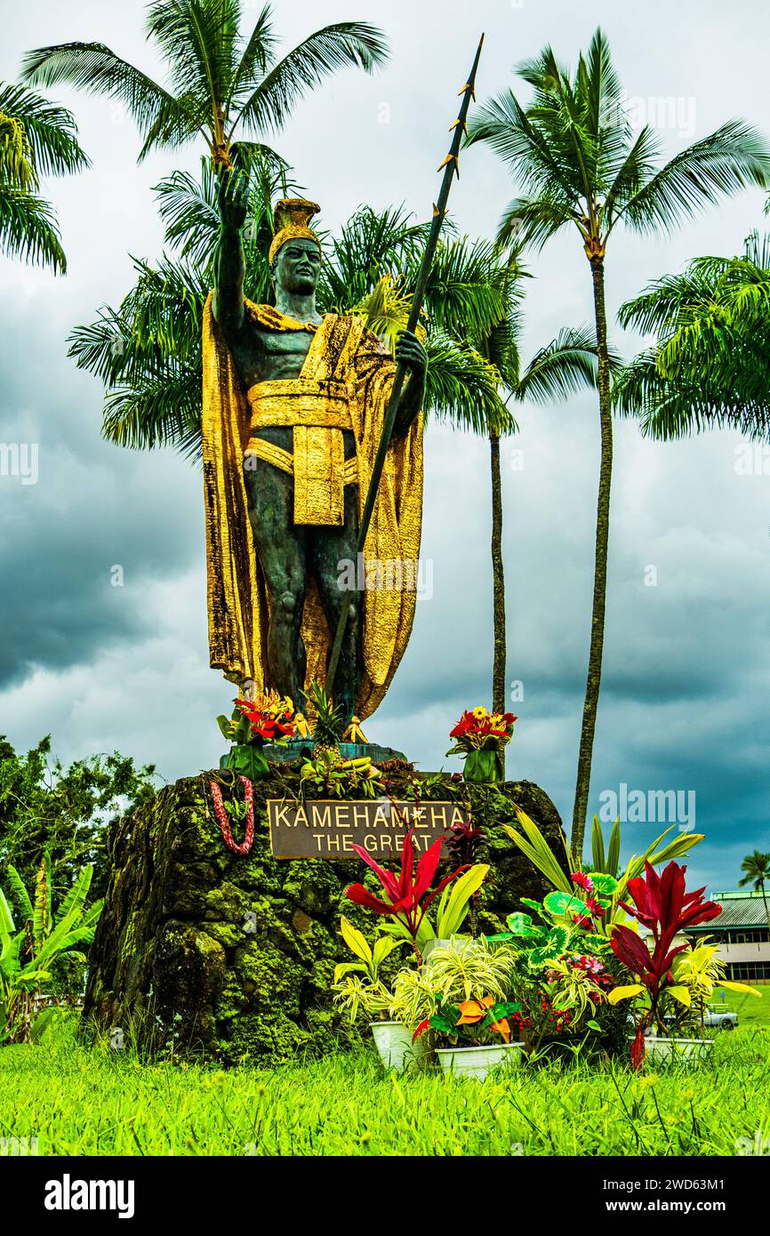 Kamehameha Statue in Liliuokelani Park & Gardens in Hilo Hawaii Stock ...