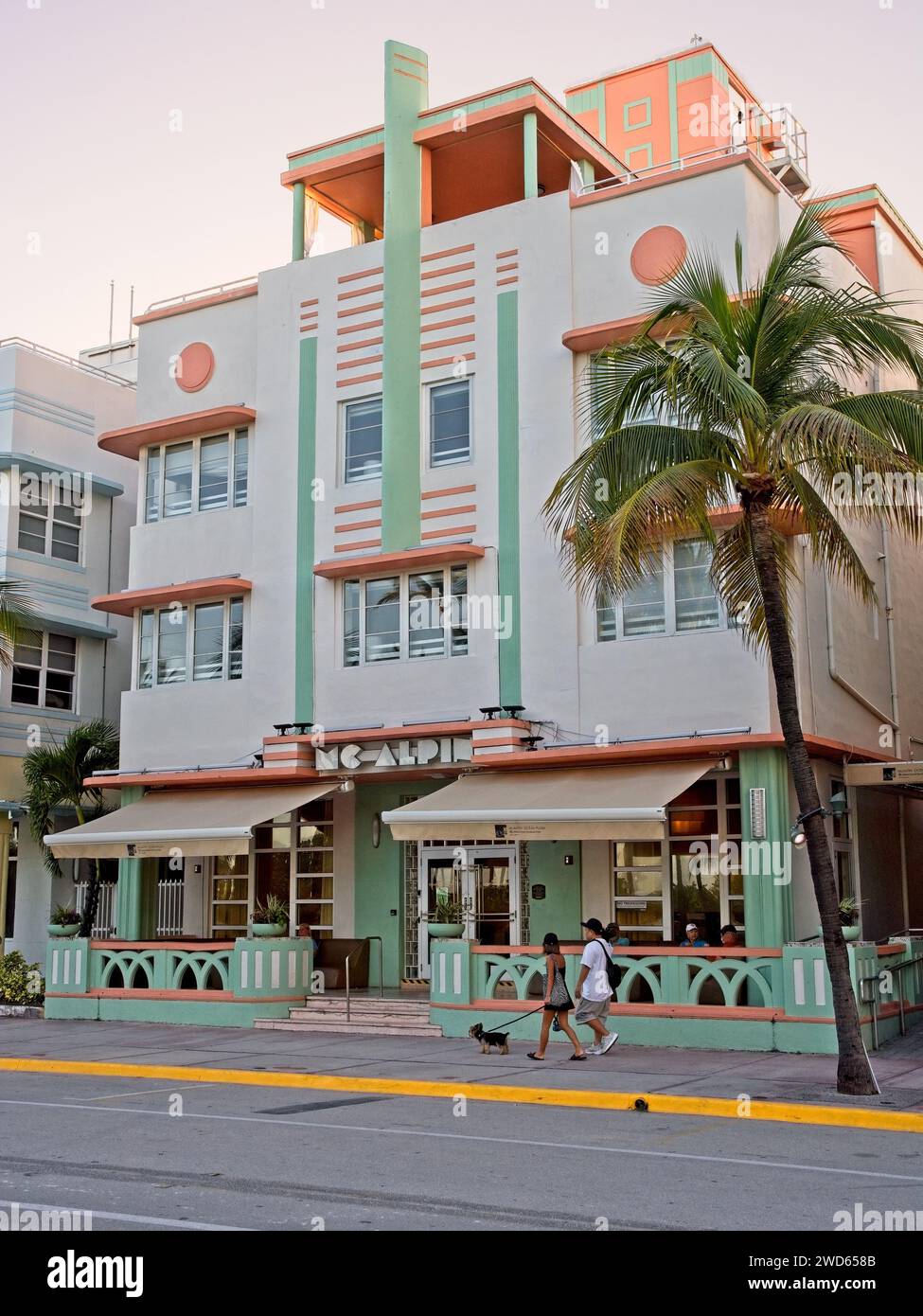 1940 Art Deco style McAlpin hotel on Ocean Drive — Miami Beach, Florida; January 2023 Stock Photo