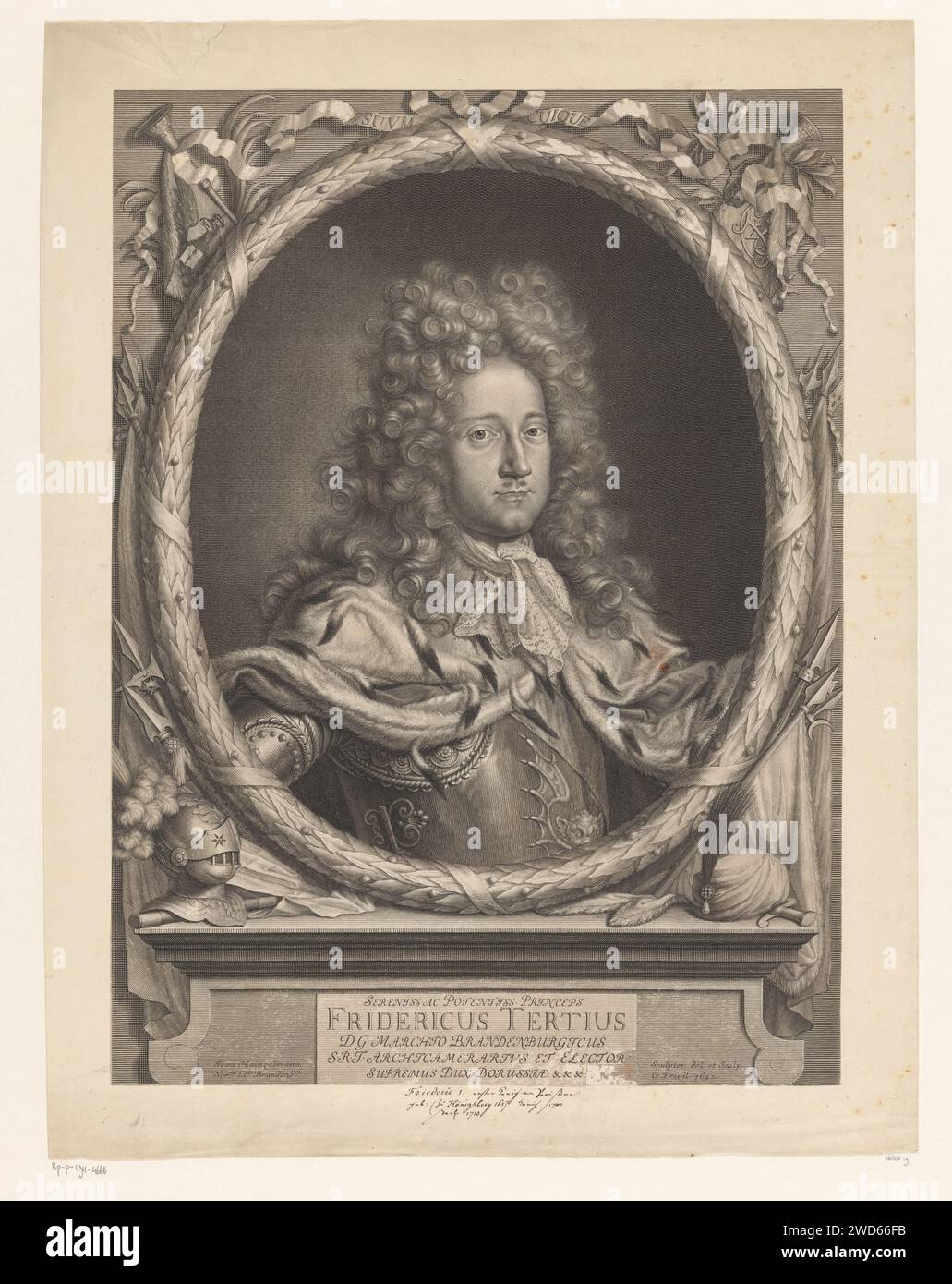 Portrait of Frederik I King of Prussia, Johann Hainzelmann, 1692 print ...